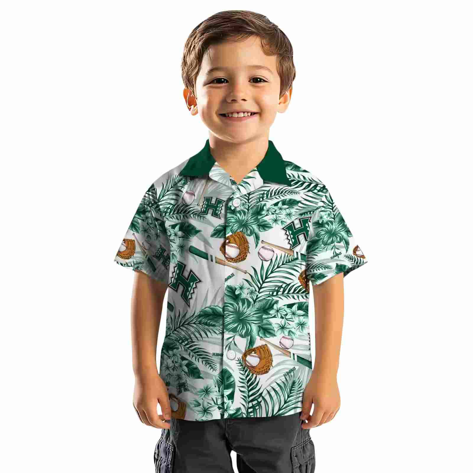 personalized hawaii rainbow warriors floral baseball green white hawaiian shirt top rated