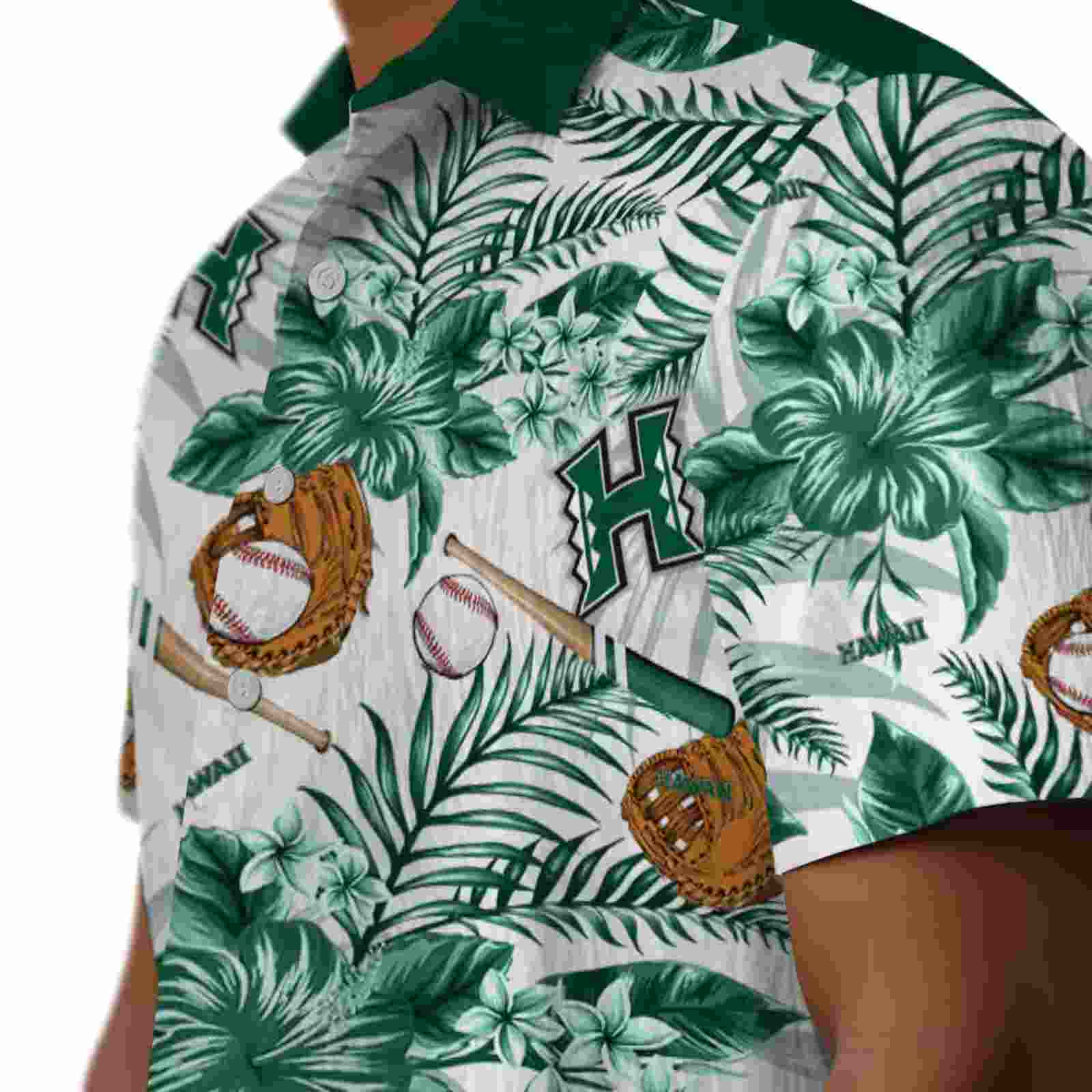 personalized hawaii rainbow warriors floral baseball green white hawaiian shirt trendy