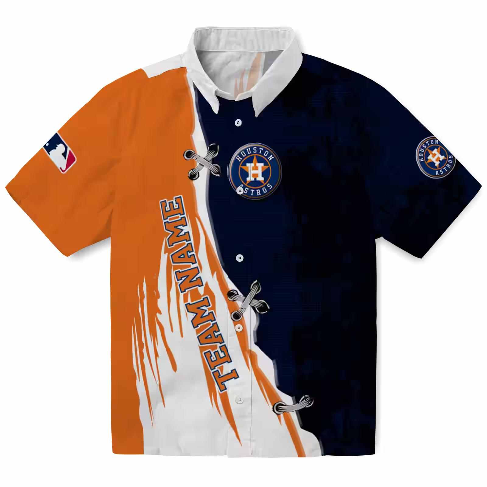 Personalized Houston Astros Edgy Streaks Blue White Hawaiian Shirt