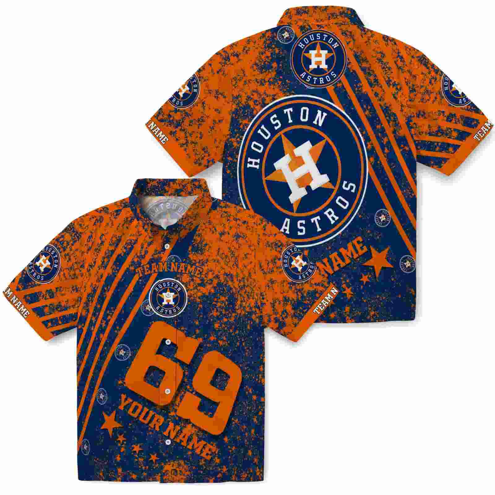 personalized houston astros star stripes blue hawaiian shirt high quality