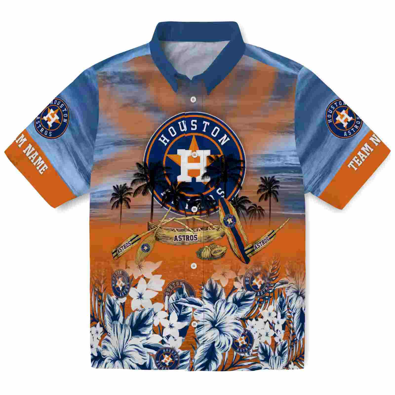 Personalized Houston Astros Tropical Canoe Blue Hawaiian Shirt