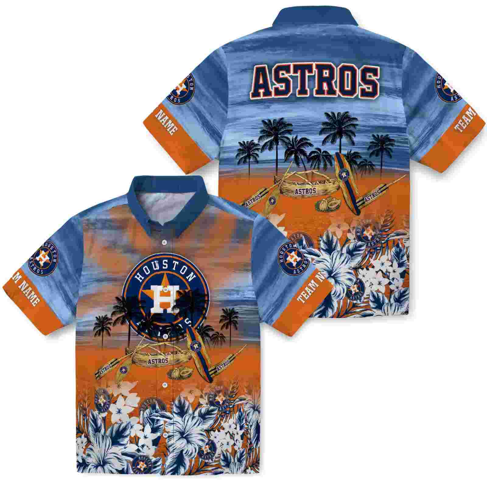 personalized houston astros tropical canoe blue hawaiian shirt high quality