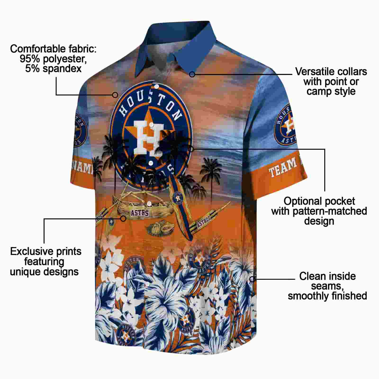 personalized houston astros tropical canoe blue hawaiian shirt new arrival