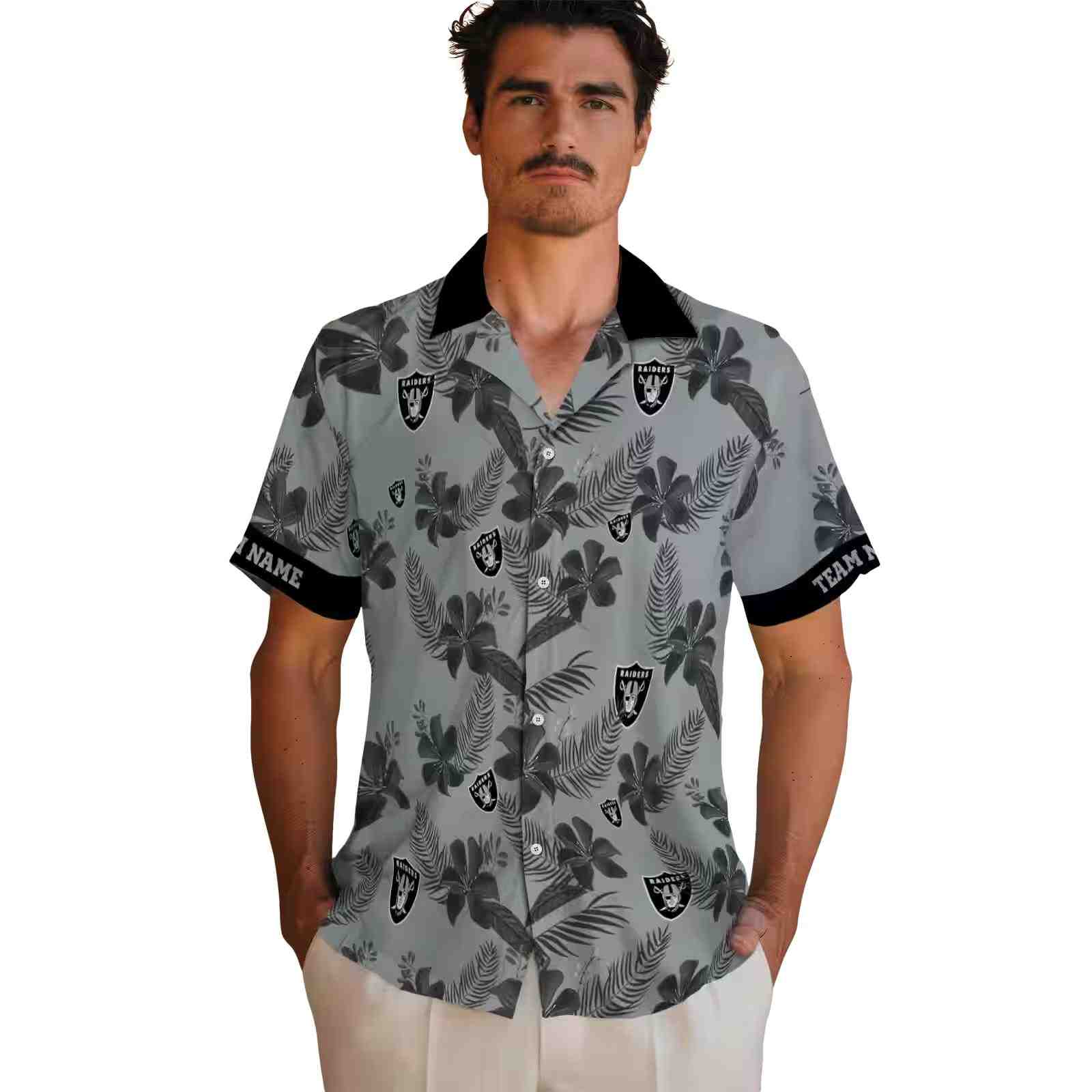 personalized las vegas raiders botanical print silver hawaiian shirt fashion forward