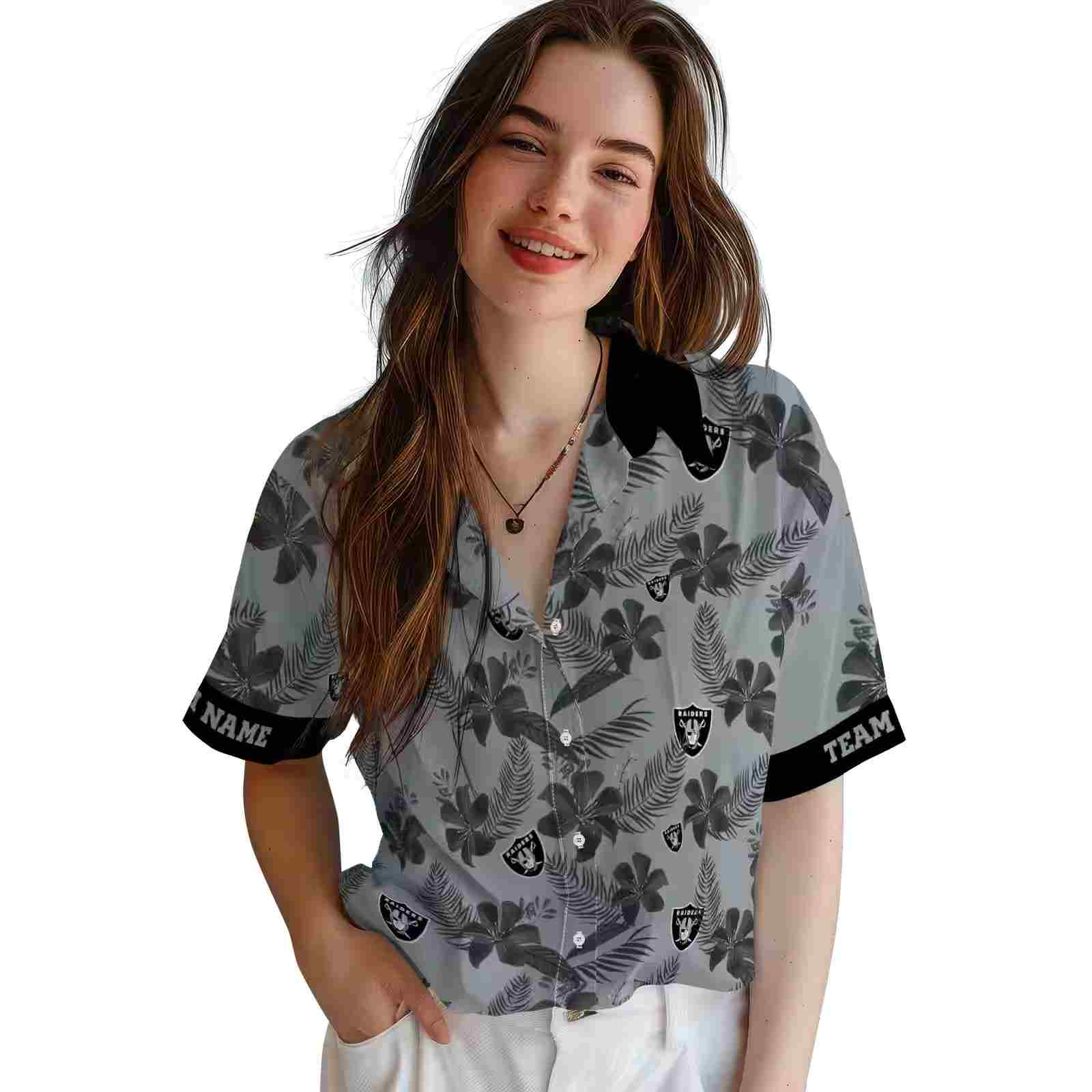 personalized las vegas raiders botanical print silver hawaiian shirt latest model