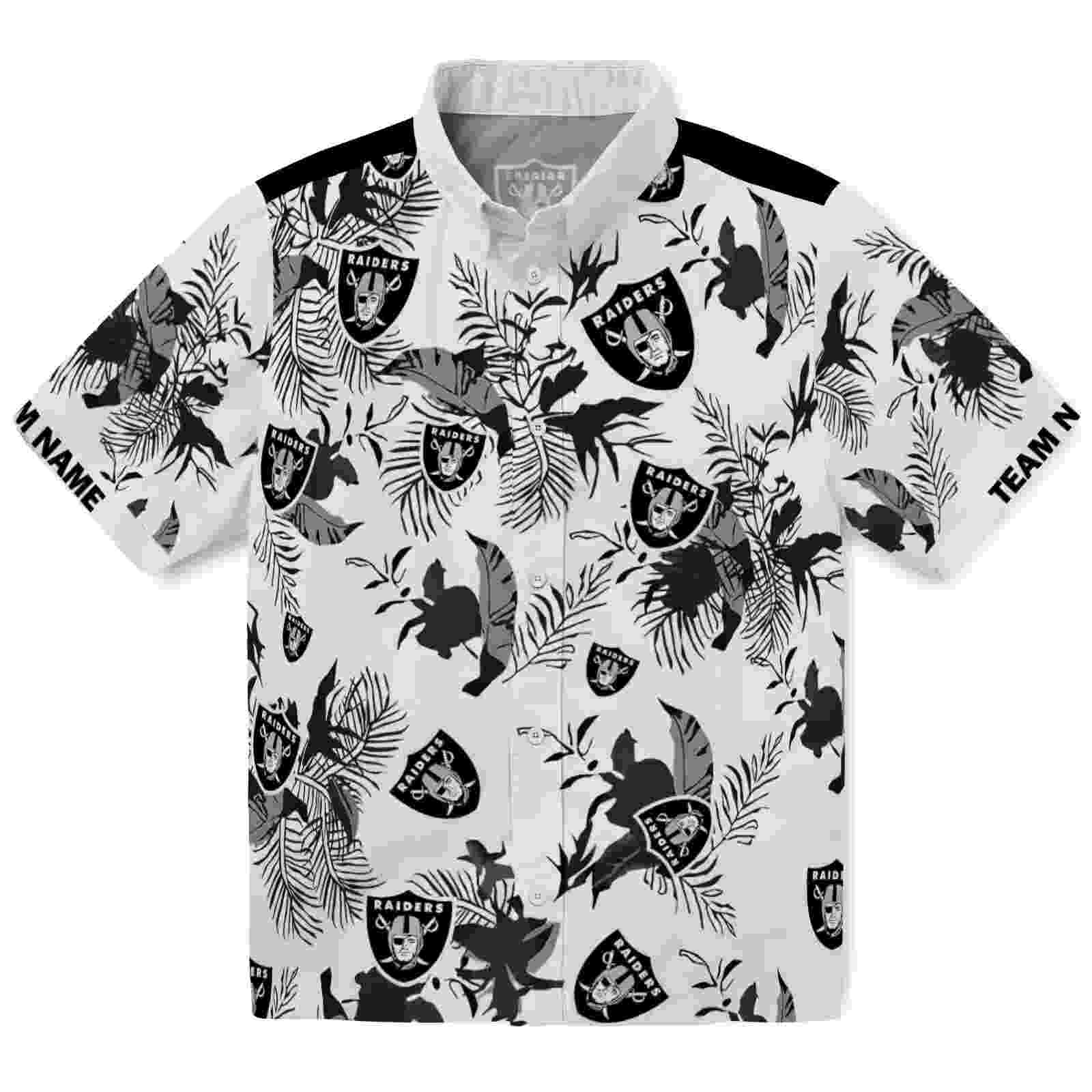 Personalized Las Vegas Raiders Botanical Theme Black White Hawaiian Shirt