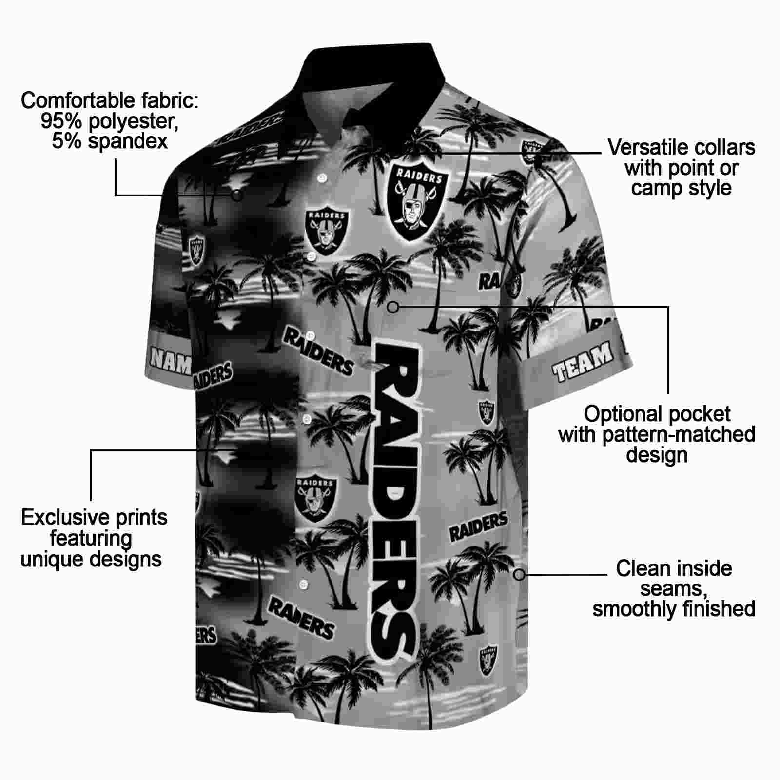 personalized las vegas raiders palm silhouettes black hawaiian shirt new arrival