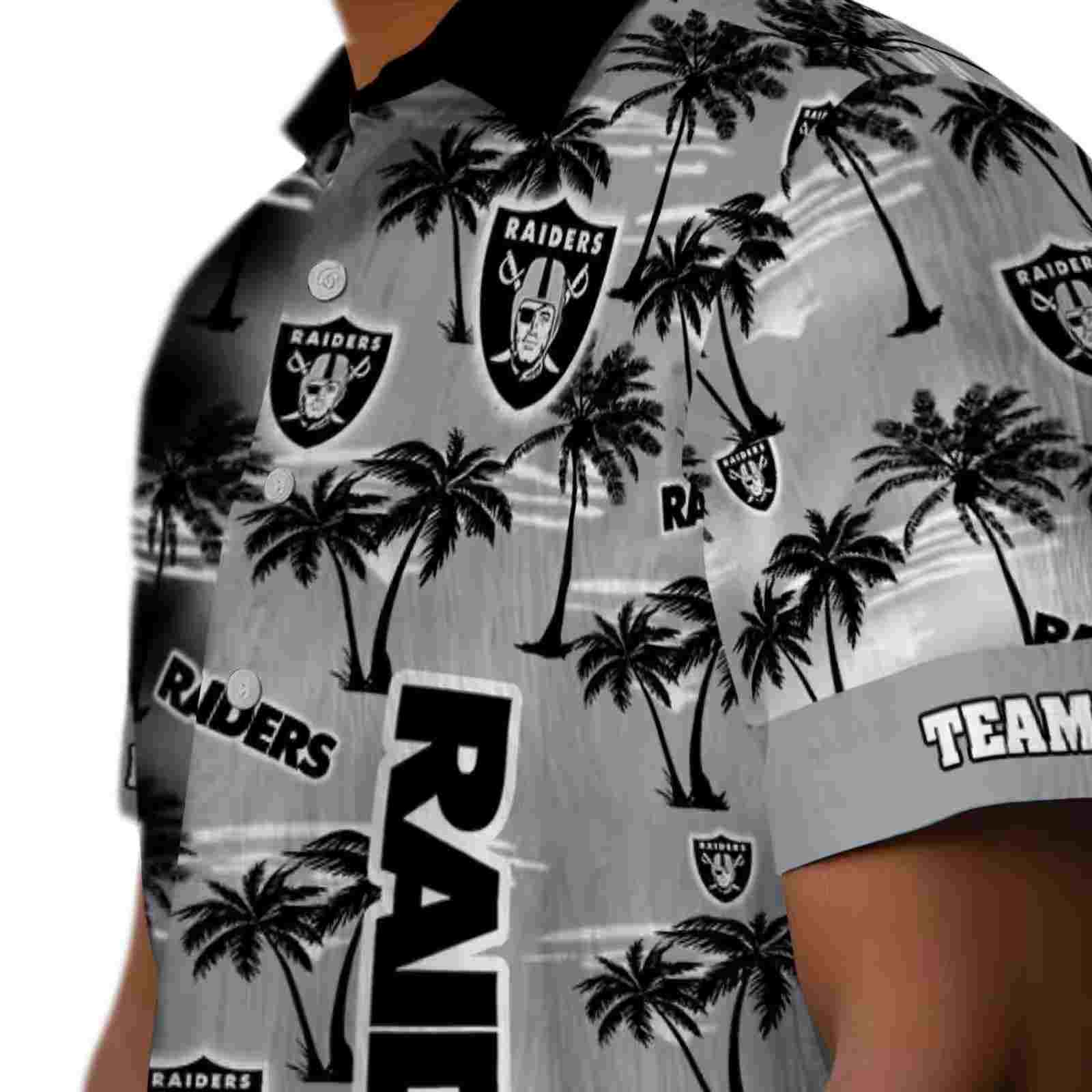 personalized las vegas raiders palm silhouettes black hawaiian shirt trendy