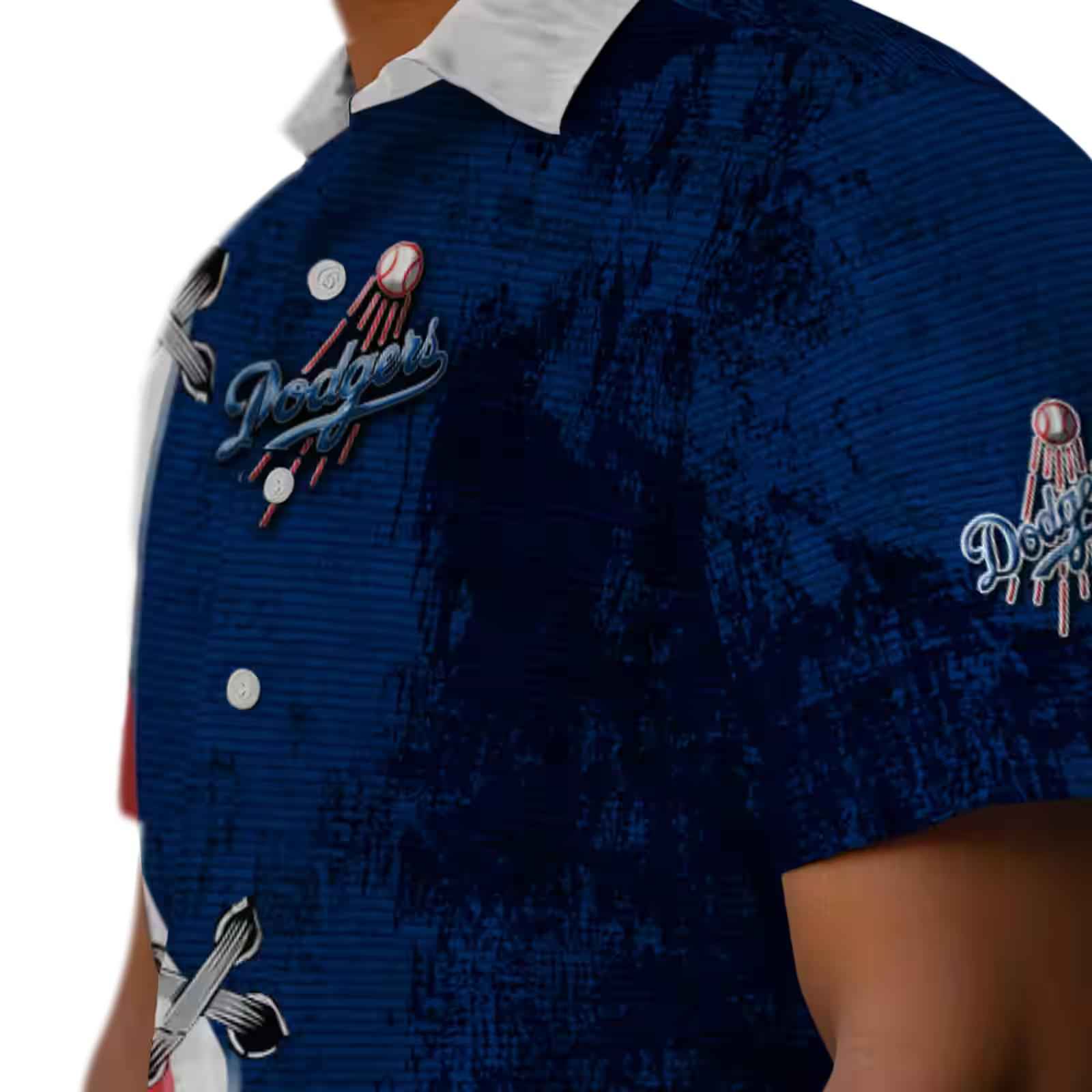 personalized los angeles dodgers edgy streaks blue white hawaiian shirt trendy