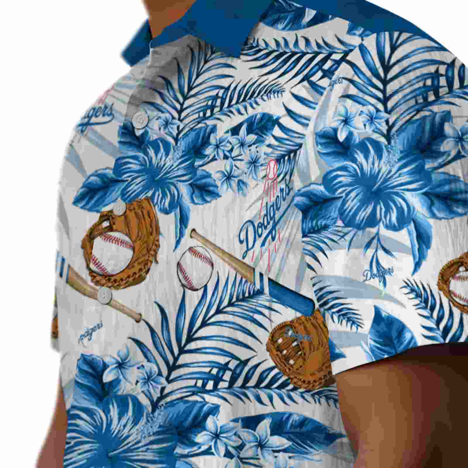 personalized los angeles dodgers floral baseball blue white hawaiian shirt trendy