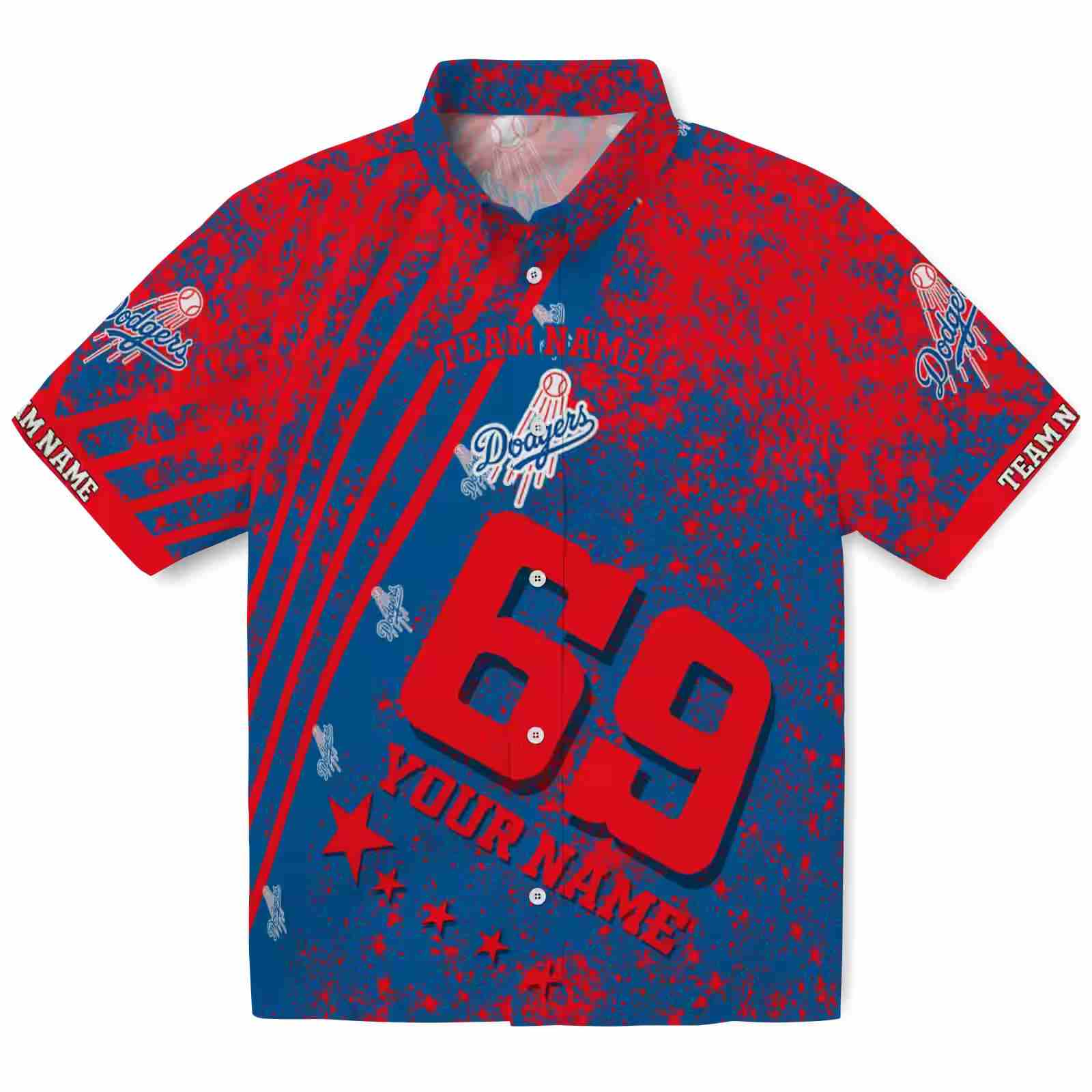 Personalized Los Angeles Dodgers Star Stripes Blue Hawaiian Shirt