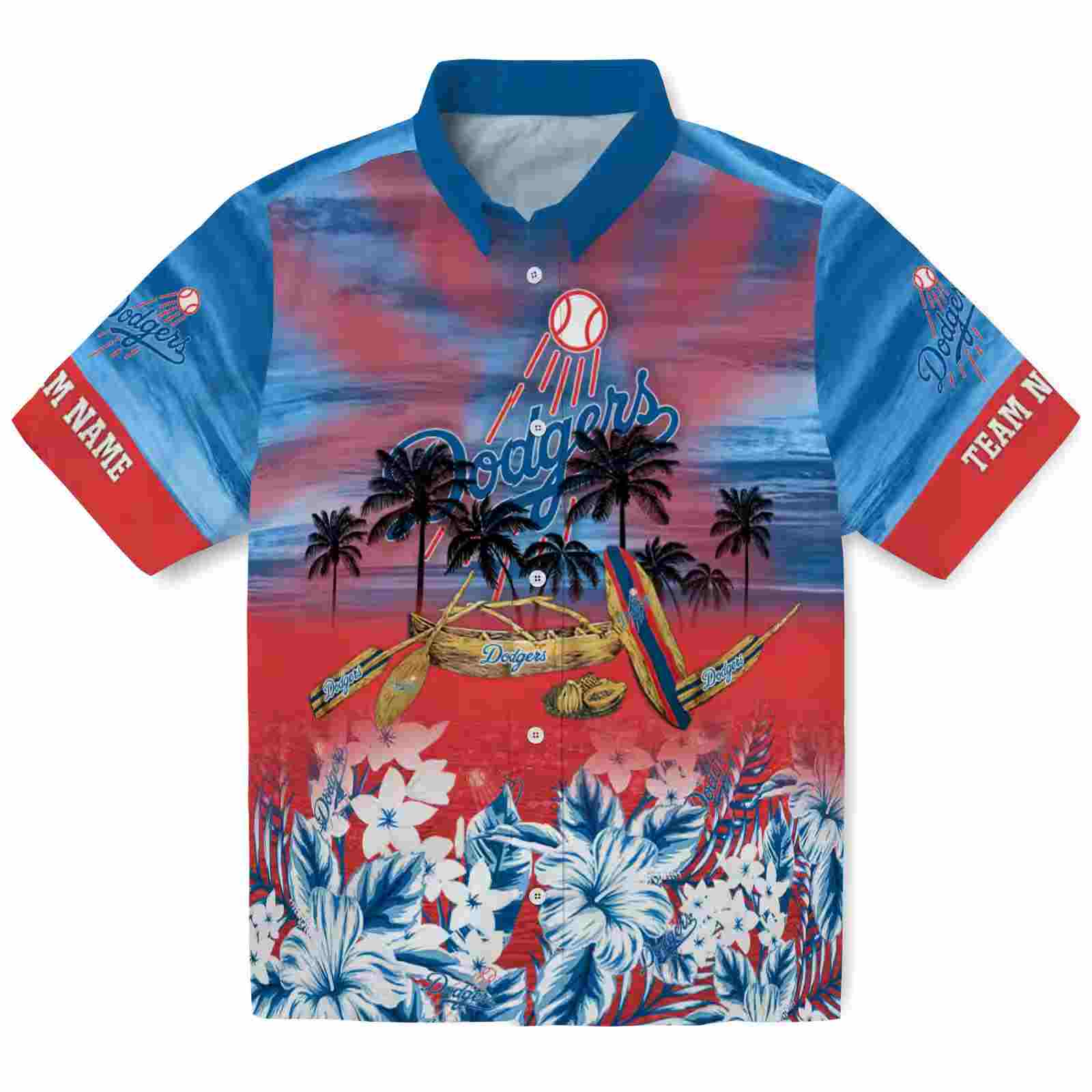 Personalized Los Angeles Dodgers Tropical Canoe Blue Hawaiian Shirt