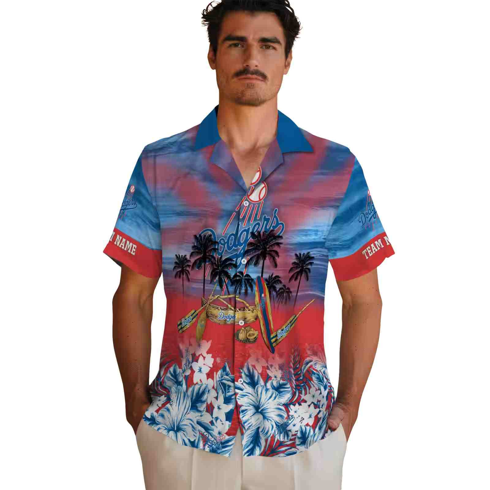 personalized los angeles dodgers tropical canoe blue hawaiian shirt fashion forward