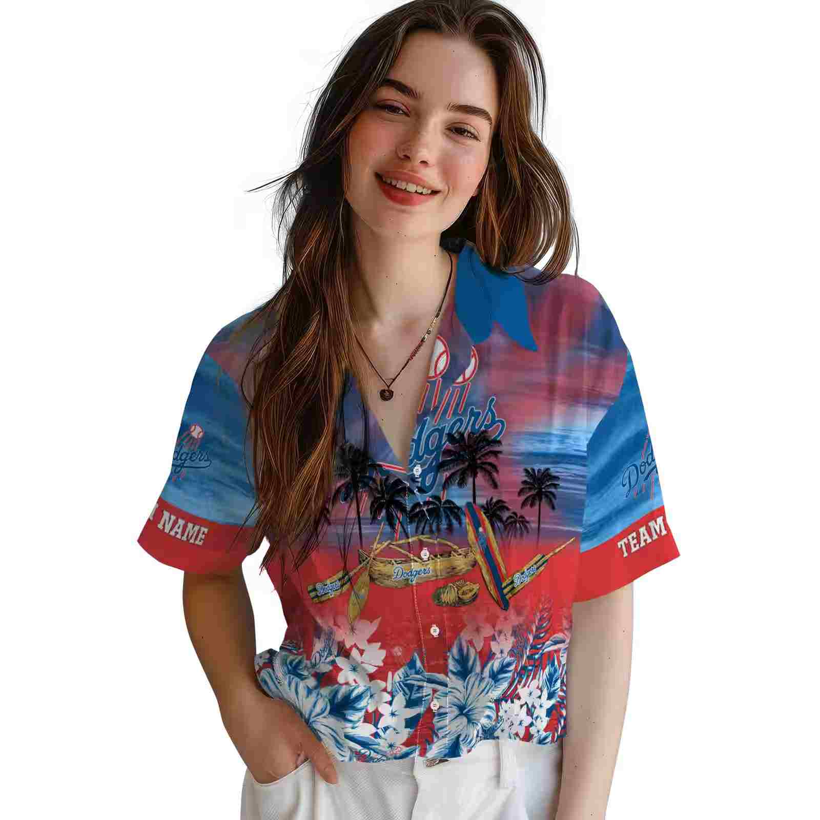 personalized los angeles dodgers tropical canoe blue hawaiian shirt latest model