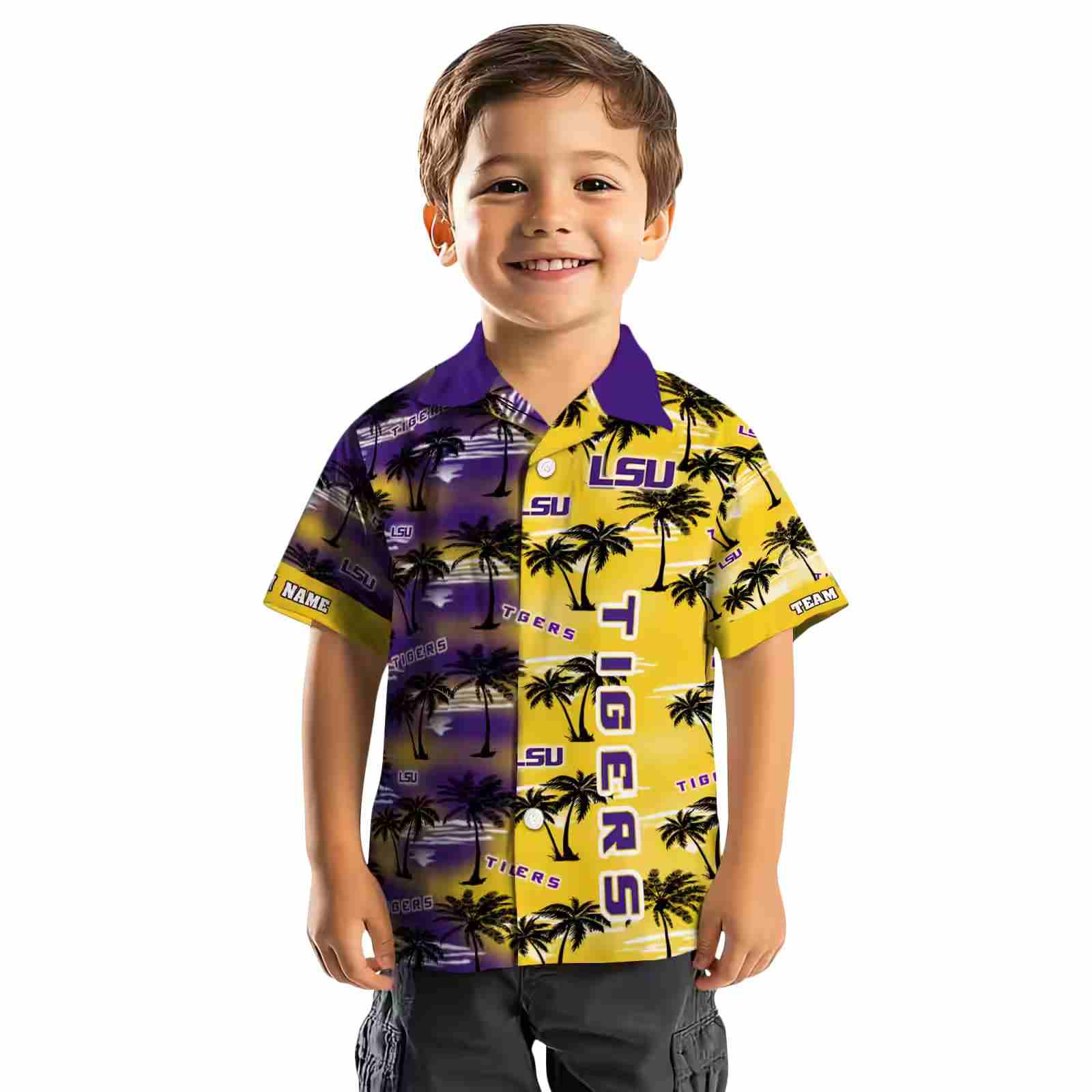 personalized lsu tigers palm silhouettes purple hawaiian shirt top rated