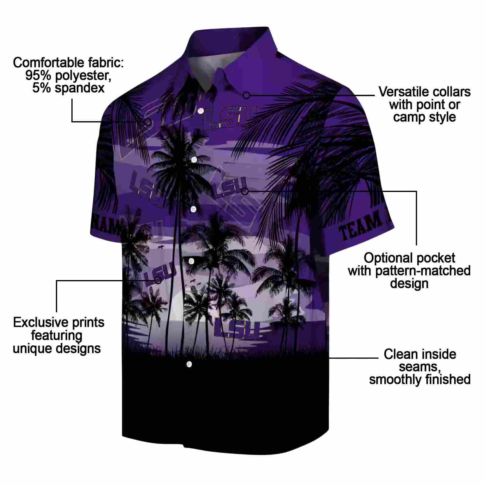 personalized lsu tigers sunset scene purple black hawaiian shirt new arrival