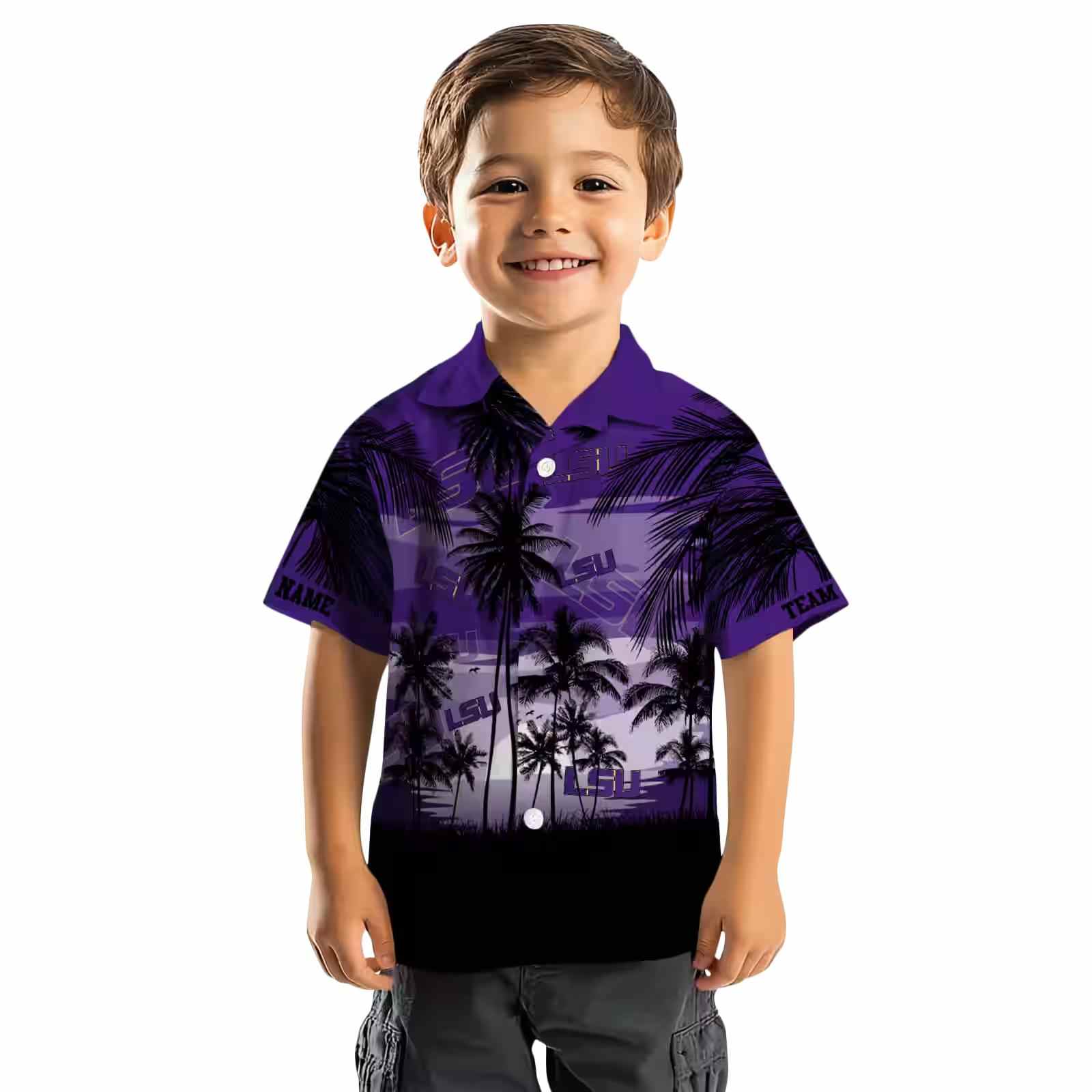 personalized lsu tigers sunset scene purple black hawaiian shirt top rated