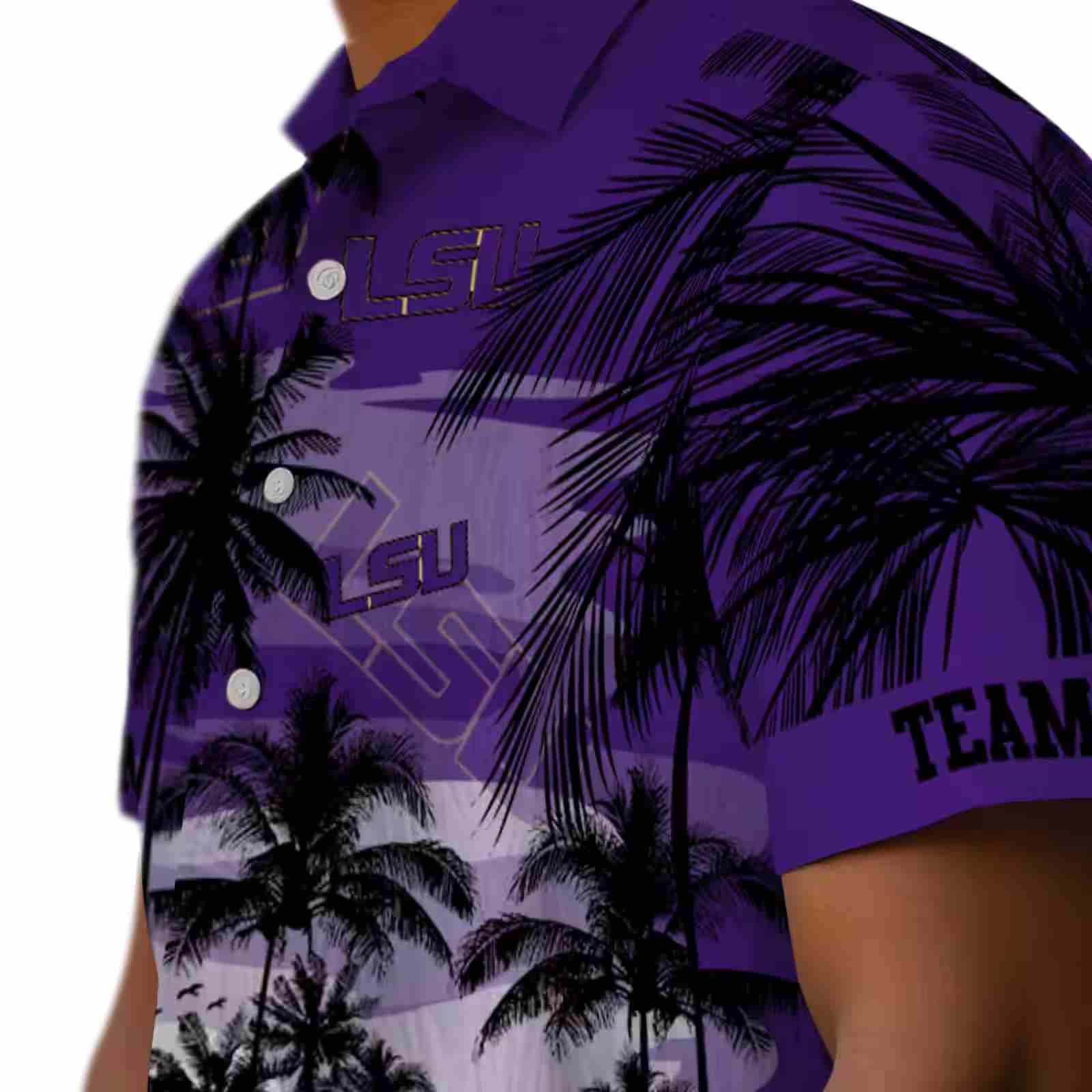 personalized lsu tigers sunset scene purple black hawaiian shirt trendy