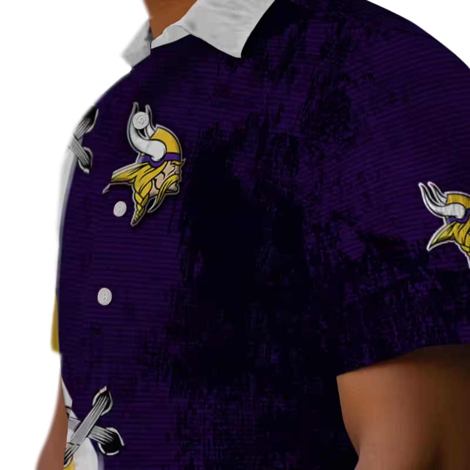 personalized minnesota vikings edgy streaks purple white hawaiian shirt trendy