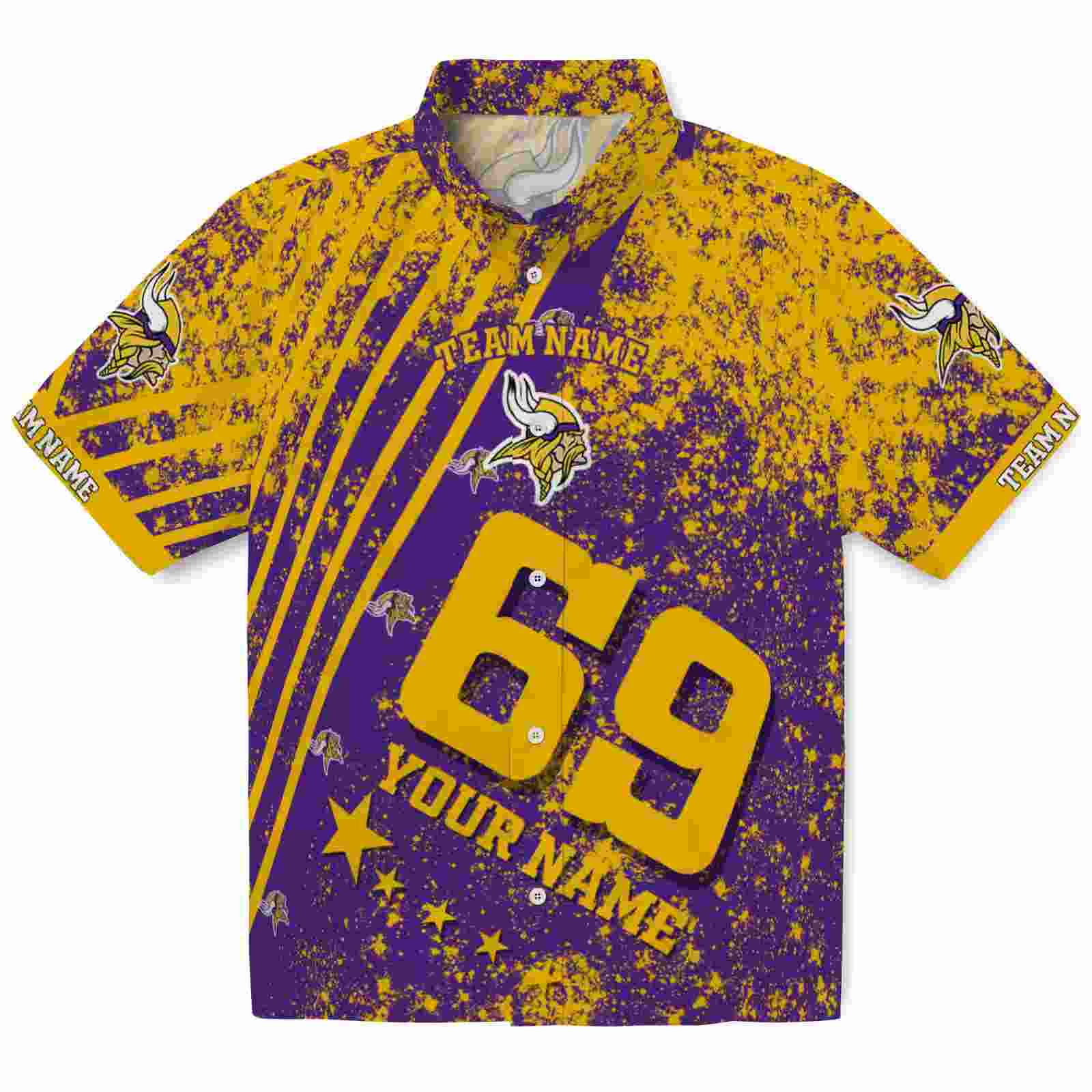 Personalized Minnesota Vikings Star Stripes Purple Hawaiian Shirt