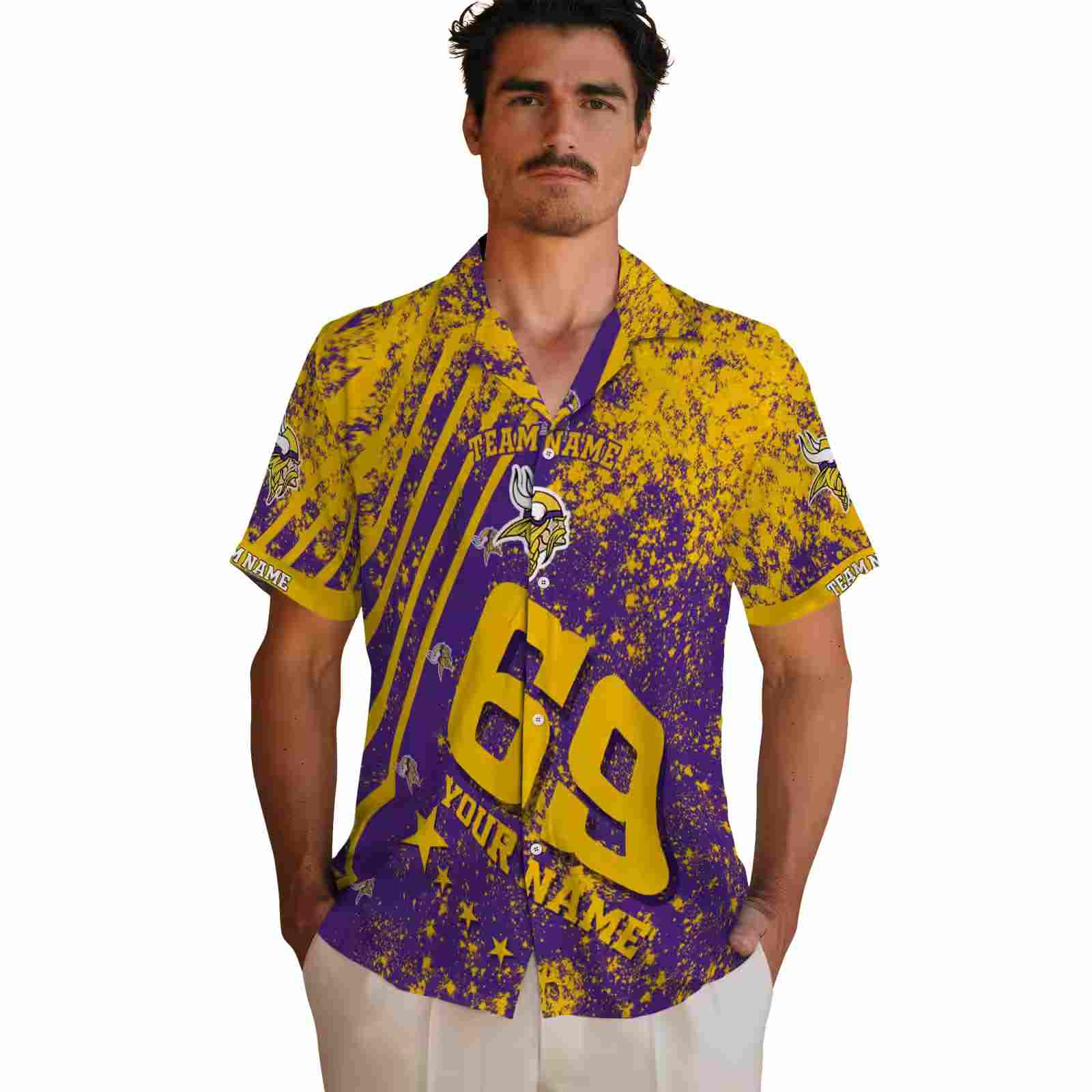 personalized minnesota vikings star stripes purple hawaiian shirt fashion forward