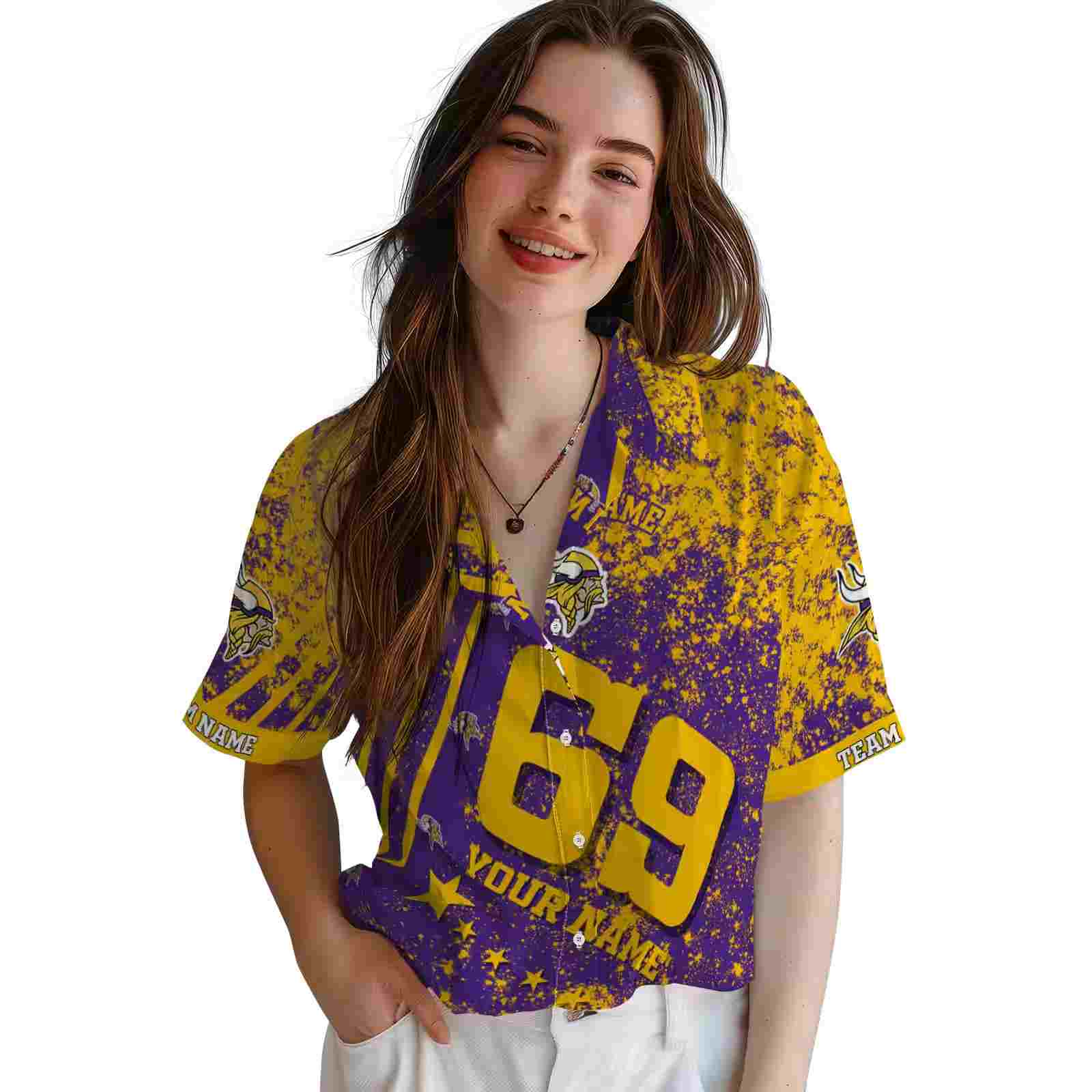 personalized minnesota vikings star stripes purple hawaiian shirt latest model