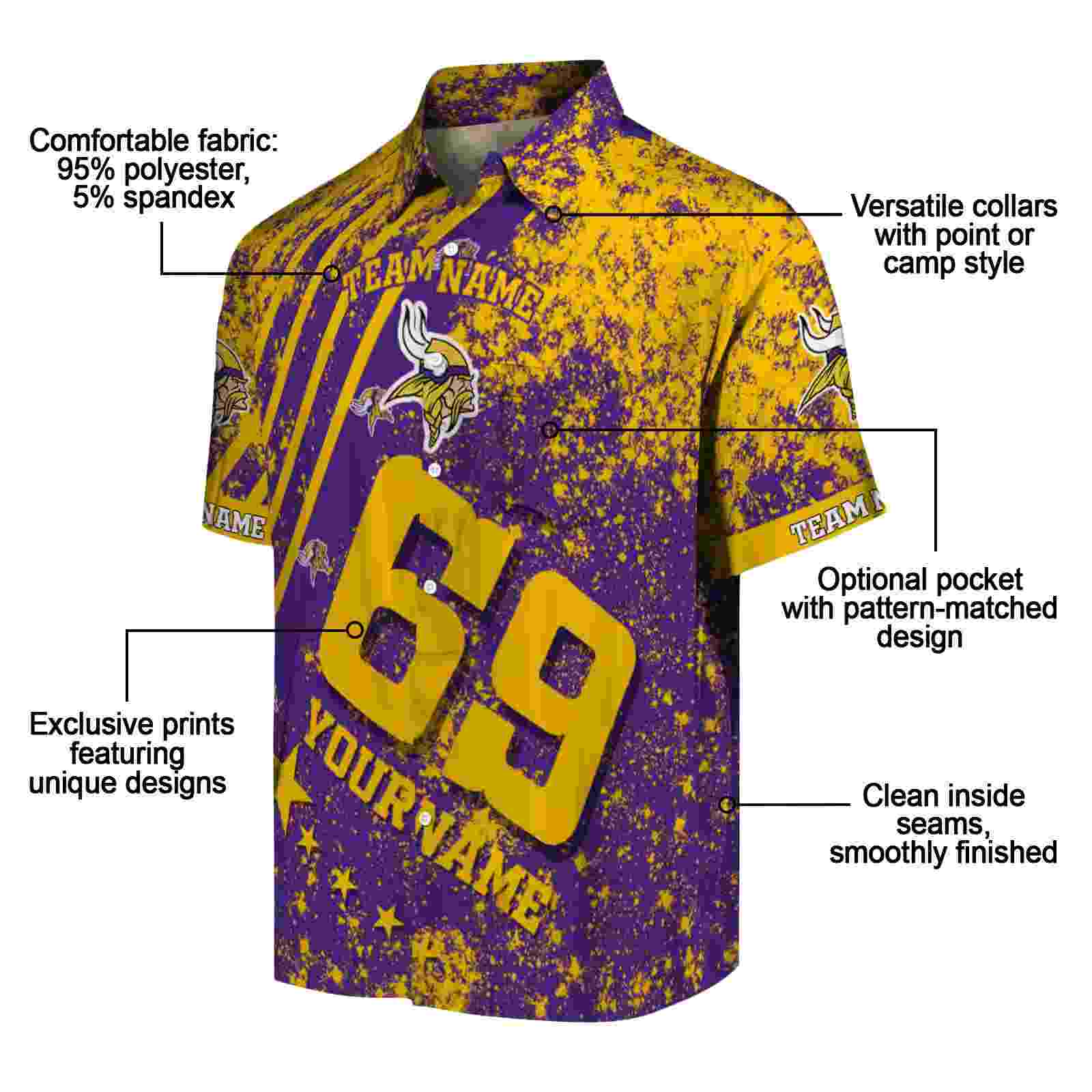 personalized minnesota vikings star stripes purple hawaiian shirt new arrival