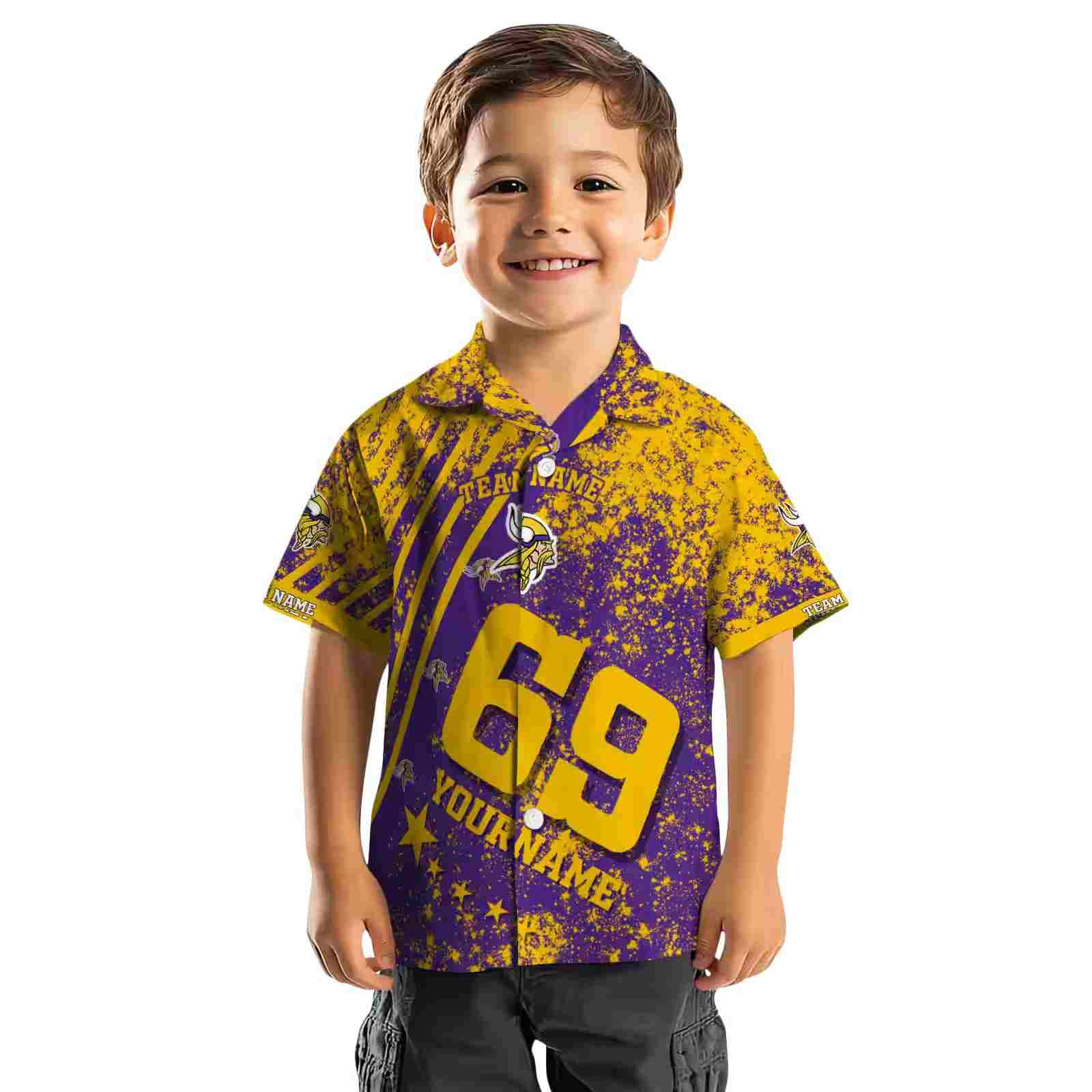 personalized minnesota vikings star stripes purple hawaiian shirt top rated