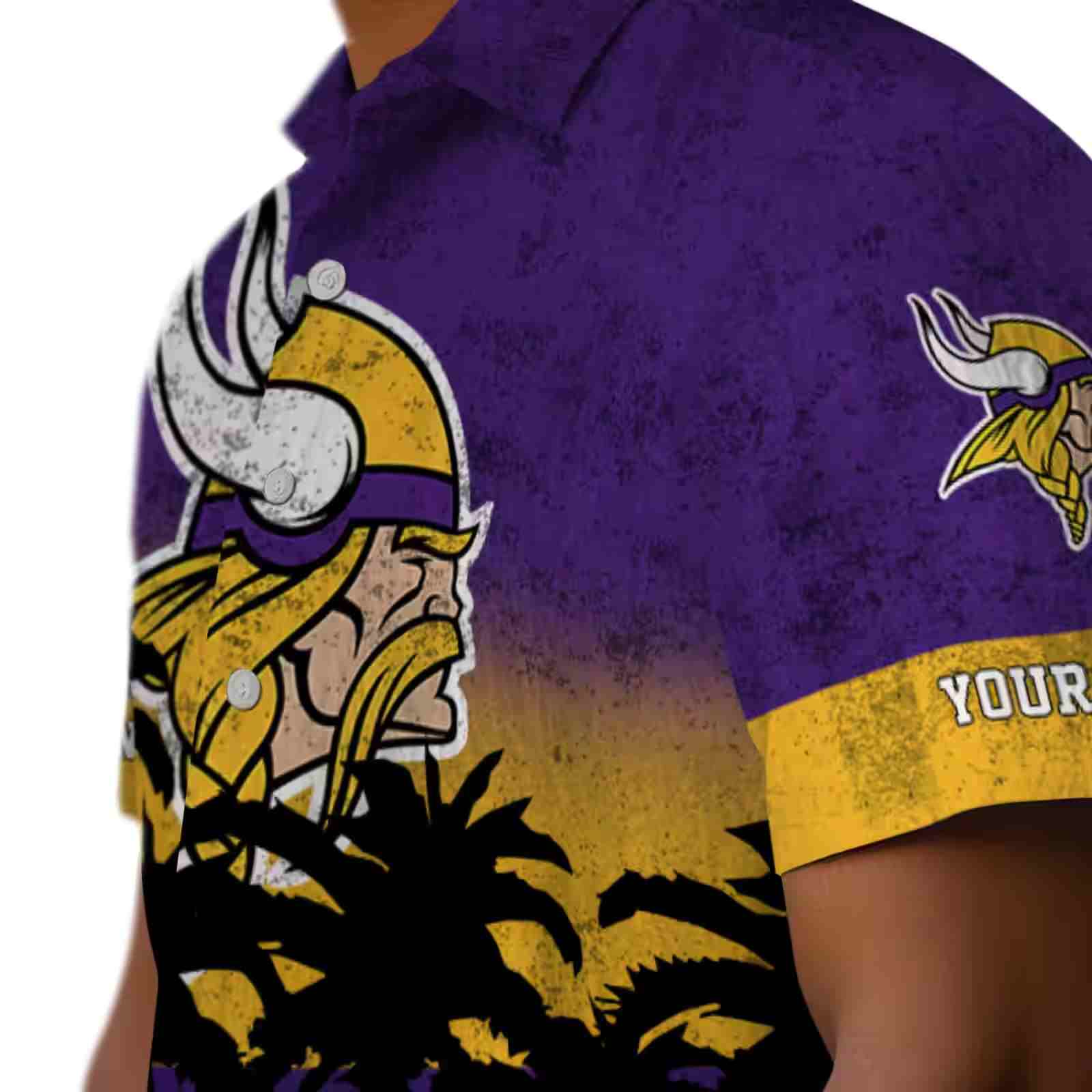 personalized minnesota vikings sunset pattern purple black hawaiian shirt trendy