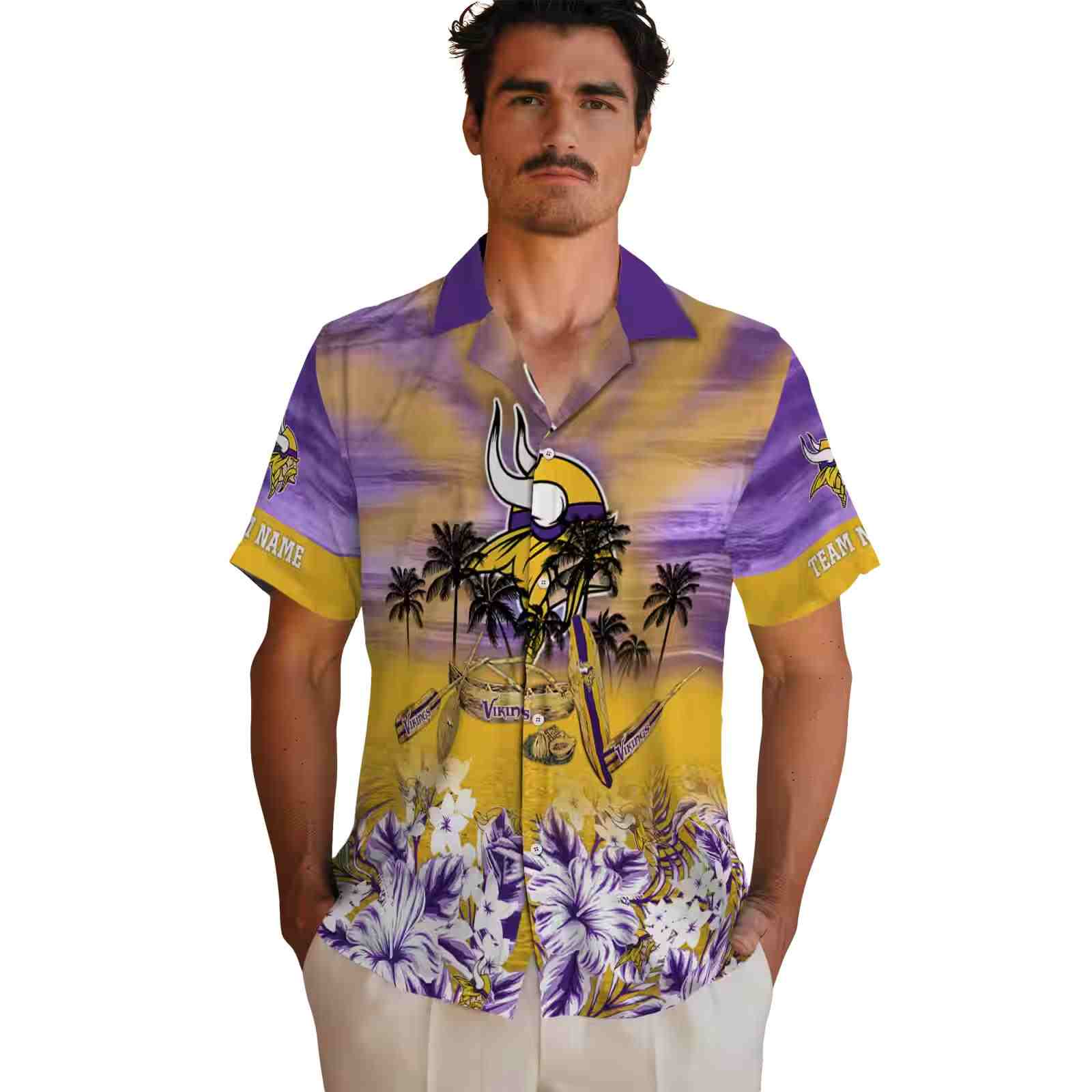 personalized minnesota vikings tropical canoe purple hawaiian shirt fashion forward