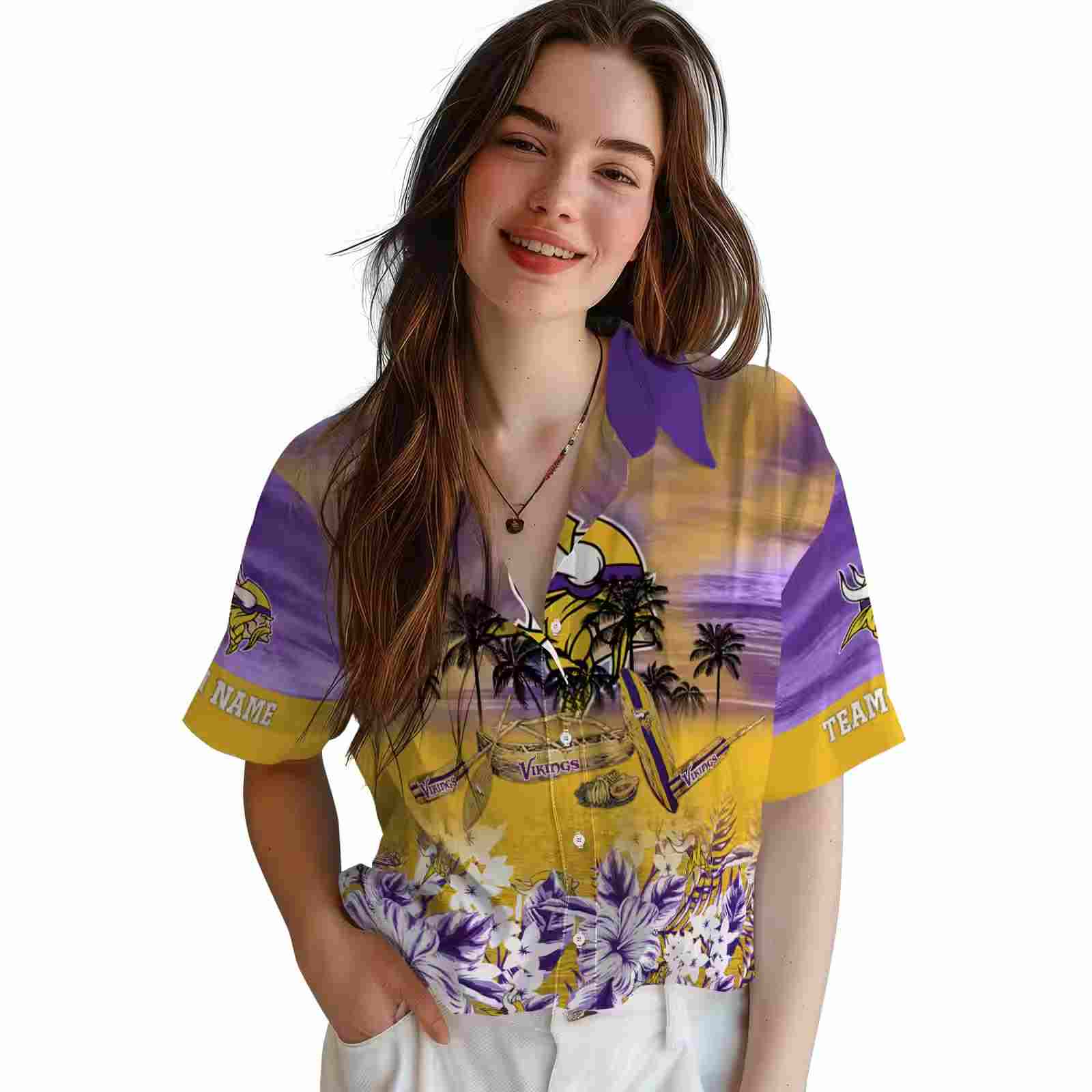 personalized minnesota vikings tropical canoe purple hawaiian shirt latest model