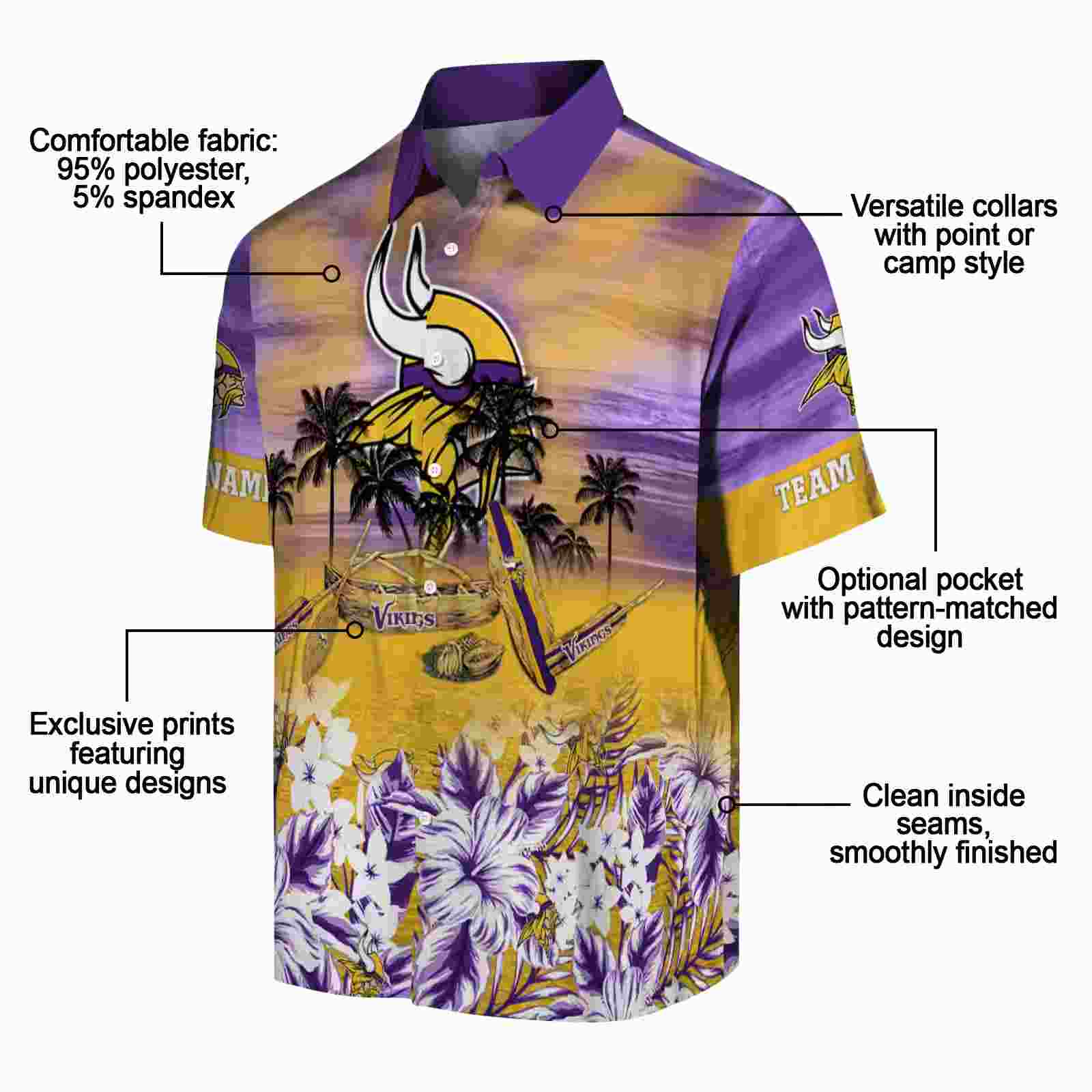 personalized minnesota vikings tropical canoe purple hawaiian shirt new arrival