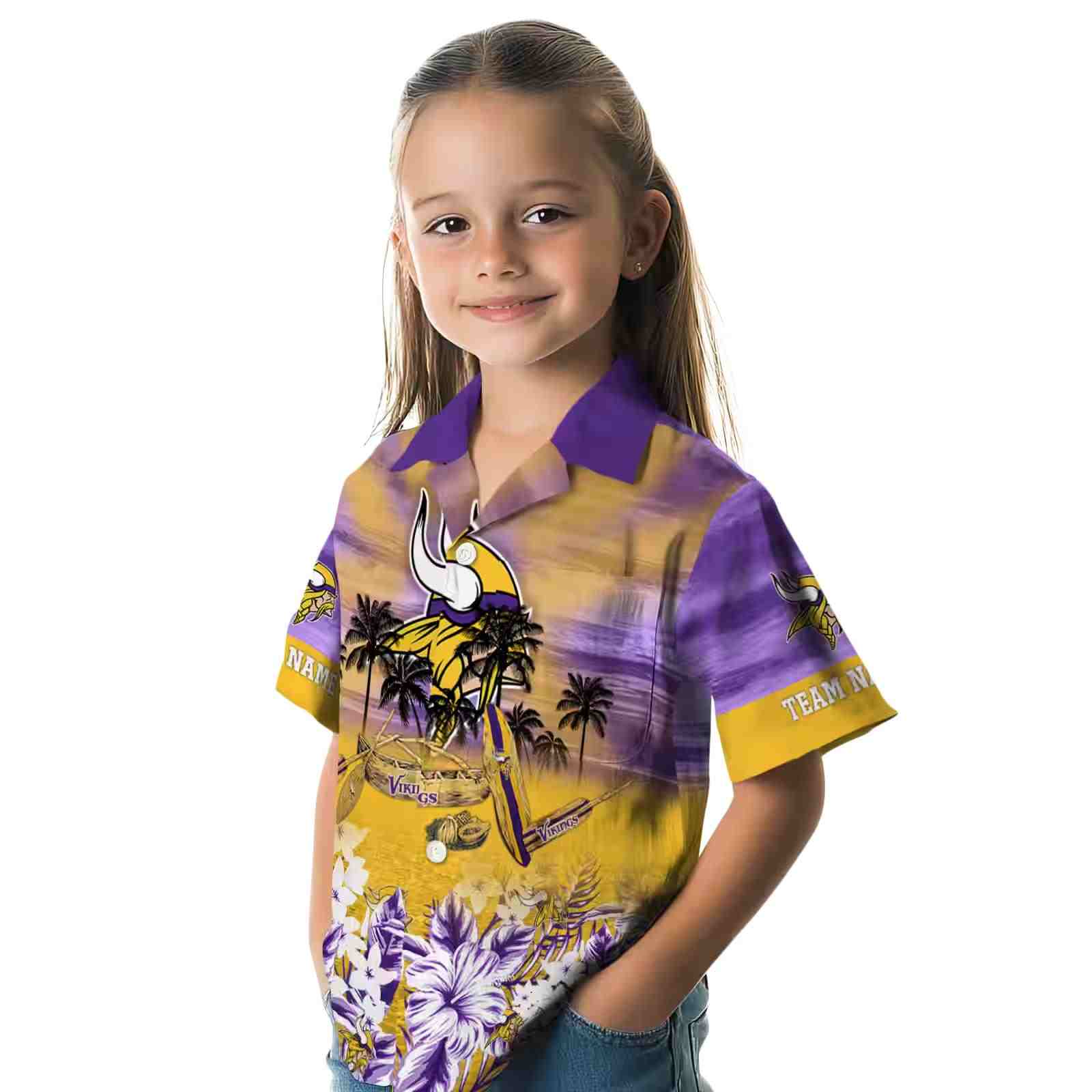 personalized minnesota vikings tropical canoe purple hawaiian shirt premium grade