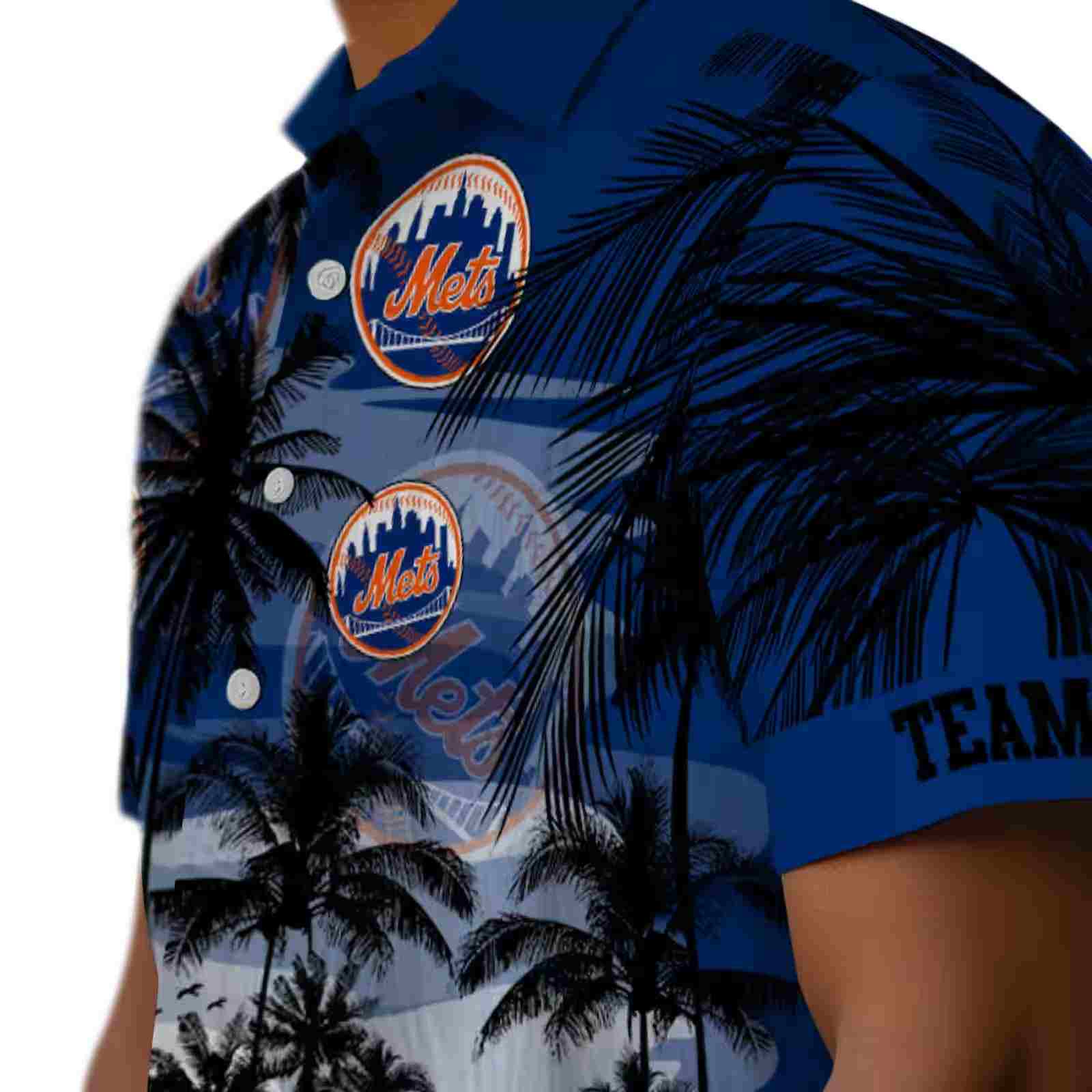 personalized new york mets sunset scene blue black hawaiian shirt trendy