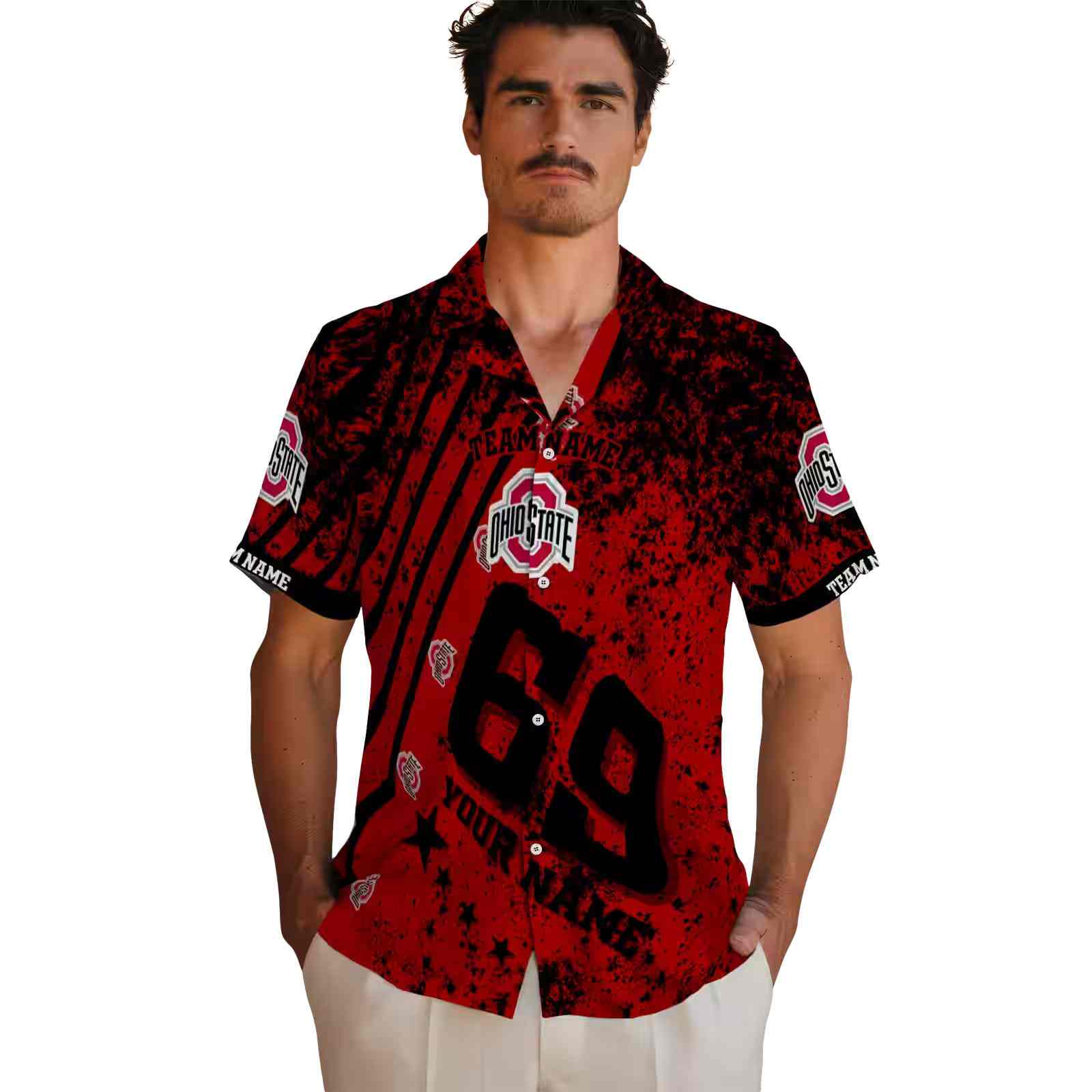 personalized ohio state buckeyes star stripes scarlet hawaiian shirt fashion forward