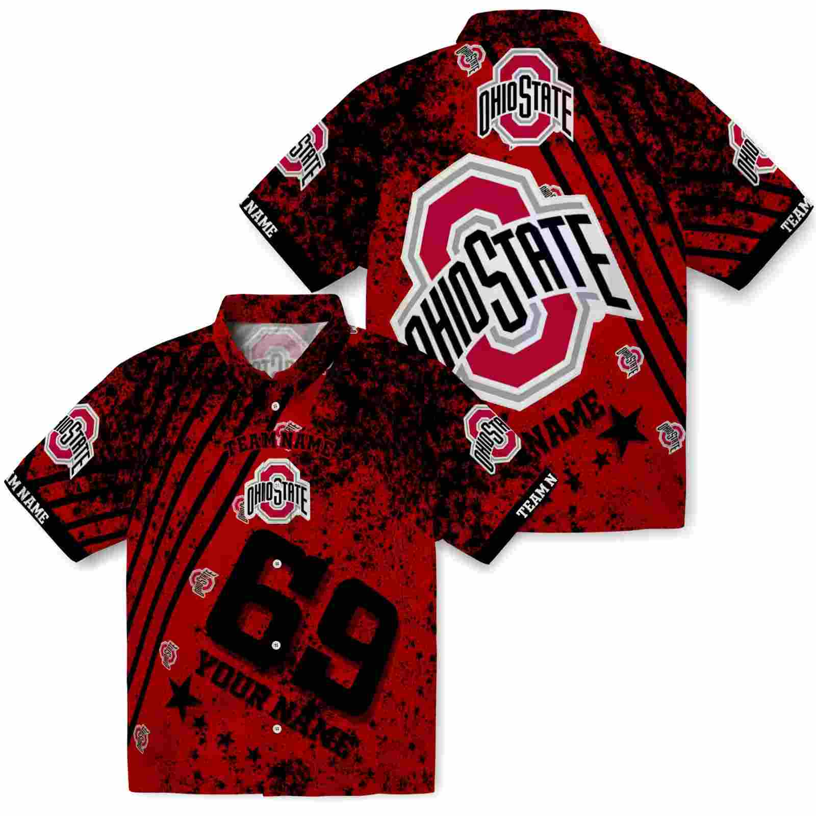 personalized ohio state buckeyes star stripes scarlet hawaiian shirt high quality