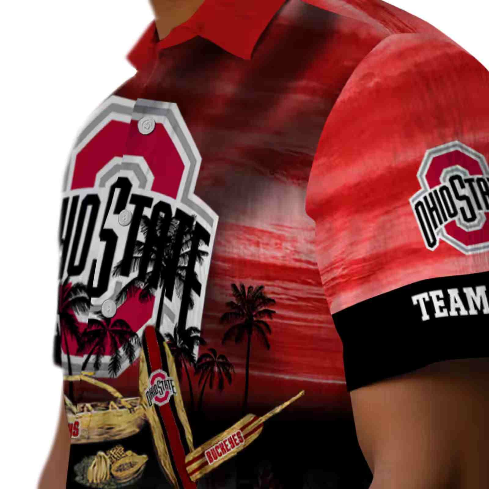 personalized ohio state buckeyes tropical canoe scarlet hawaiian shirt trendy