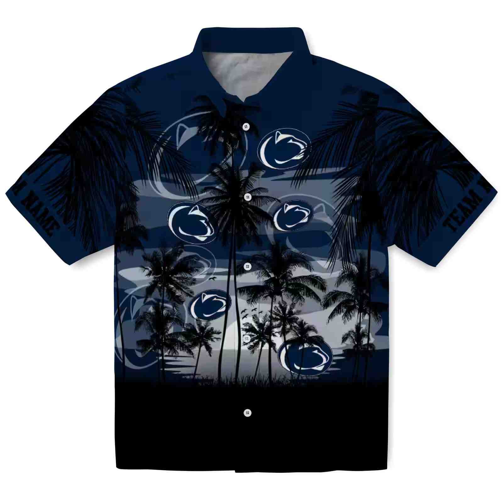 personalized penn state nittany lions sunset scene blue black hawaiian shirt best selling