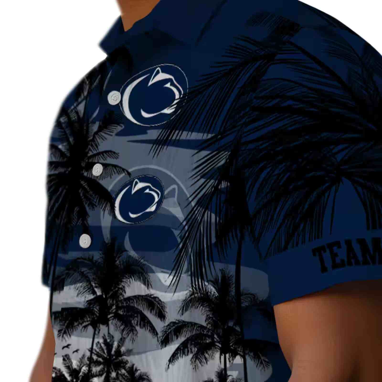 personalized penn state nittany lions sunset scene blue black hawaiian shirt trendy