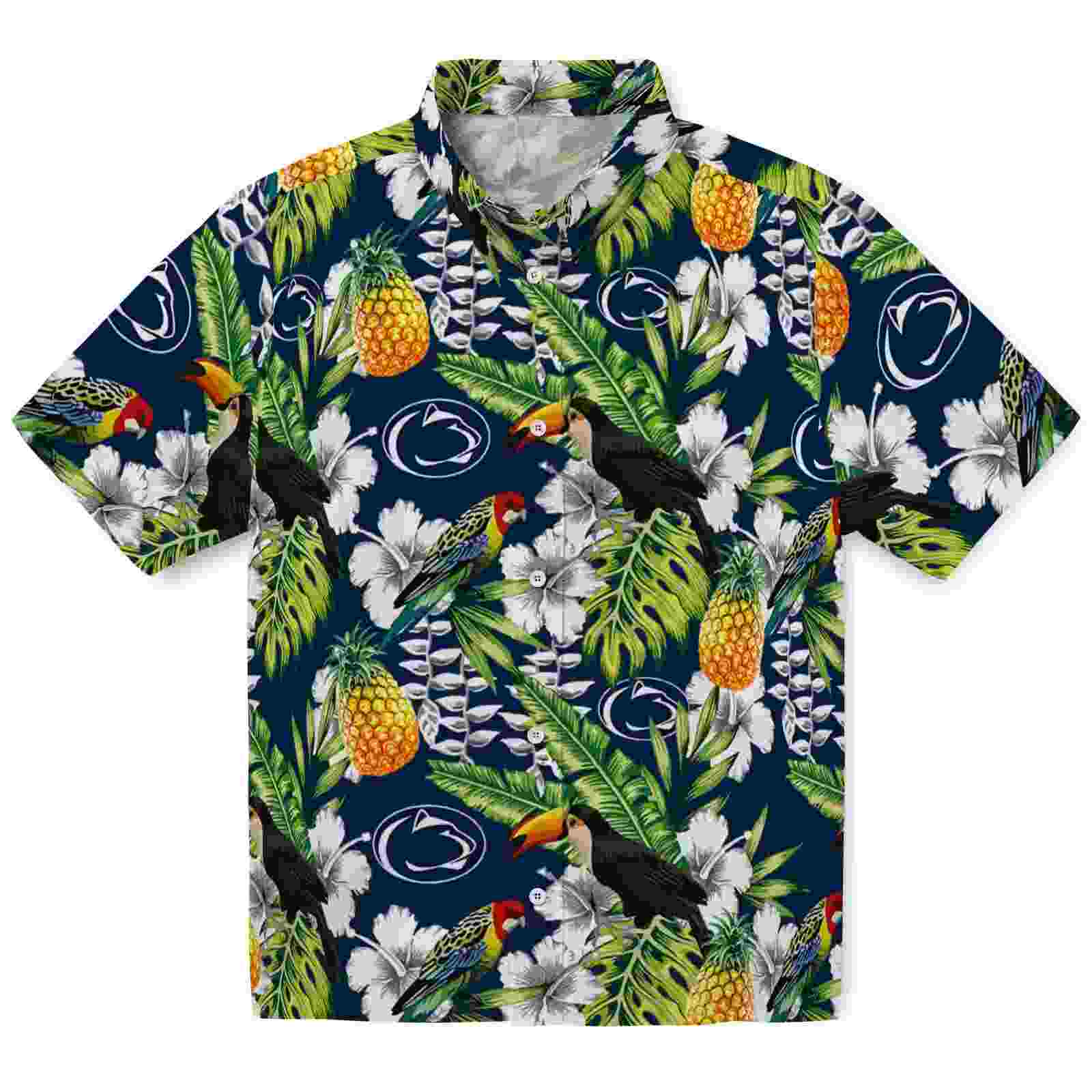 Personalized Penn State Nittany Lions Tropical Toucan Blue Green Hawaiian Shirt