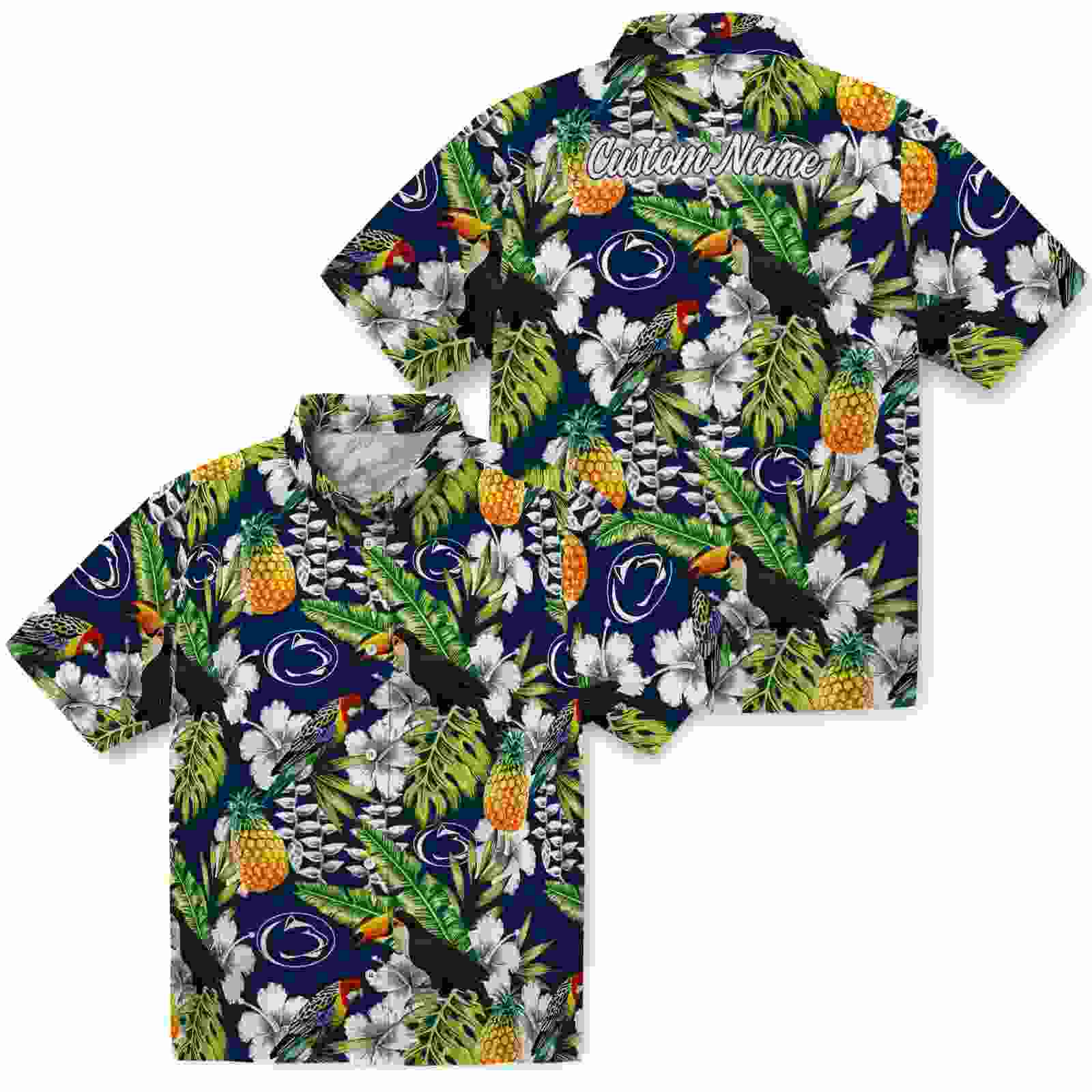 personalized penn state nittany lions tropical toucan blue green hawaiian shirt high quality