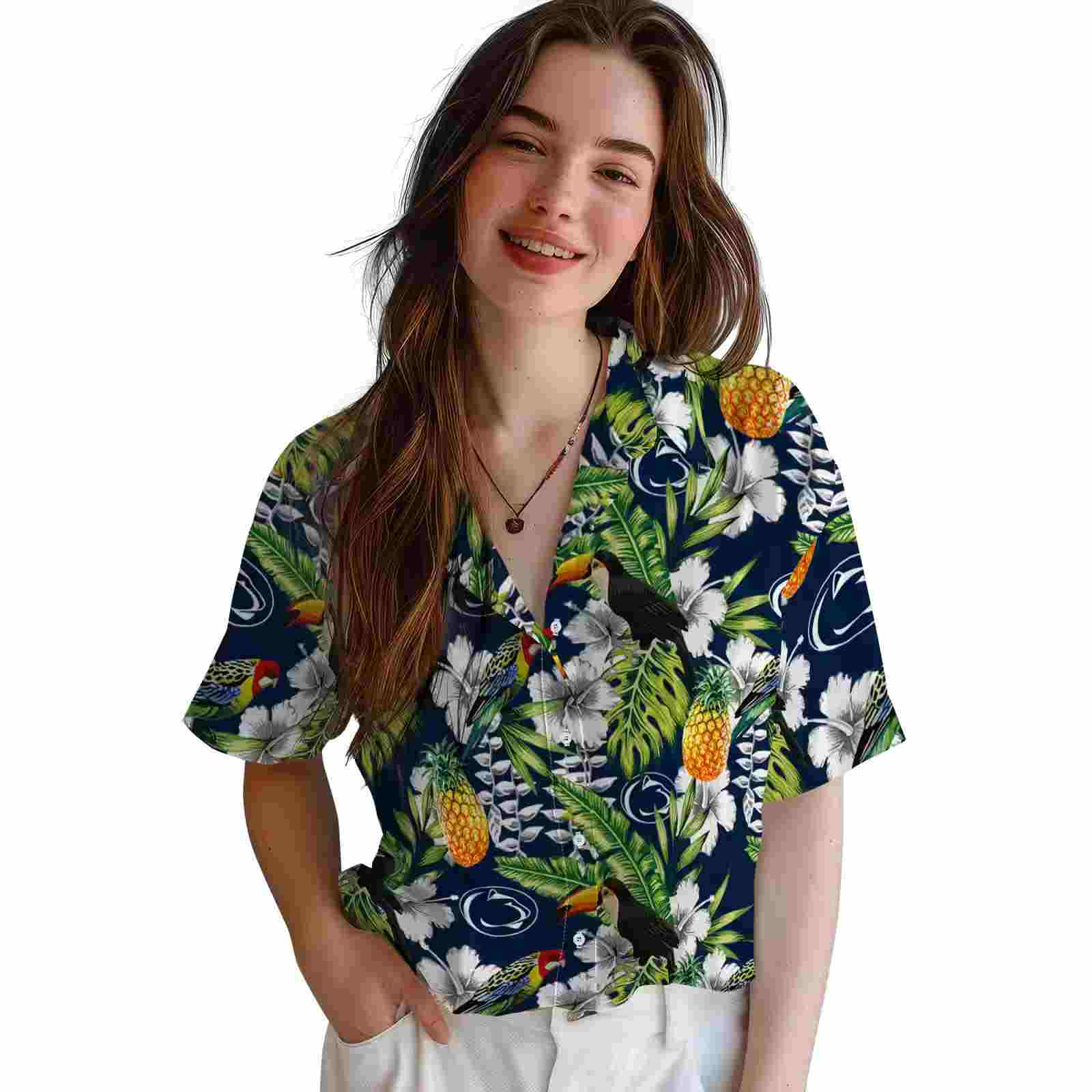 personalized penn state nittany lions tropical toucan blue green hawaiian shirt latest model