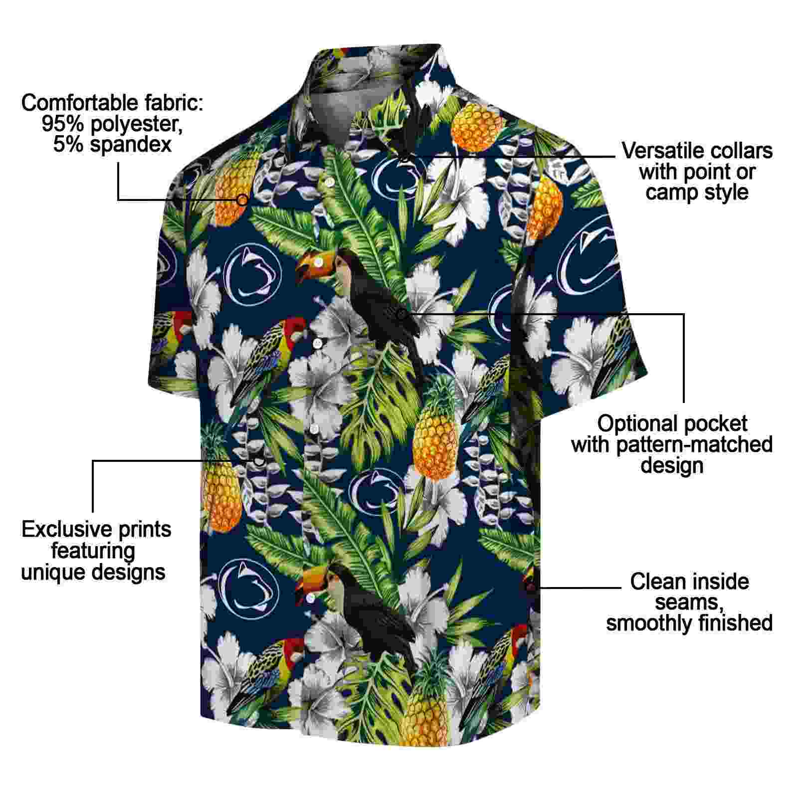 personalized penn state nittany lions tropical toucan blue green hawaiian shirt new arrival