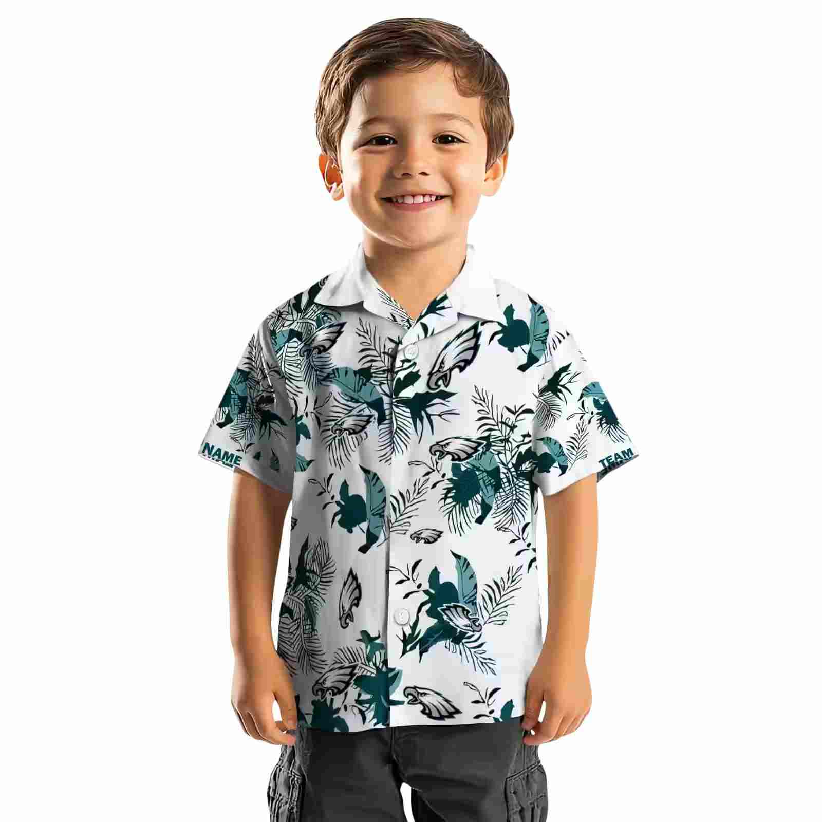 personalized philadelphia eagles botanical theme green white hawaiian shirt top rated