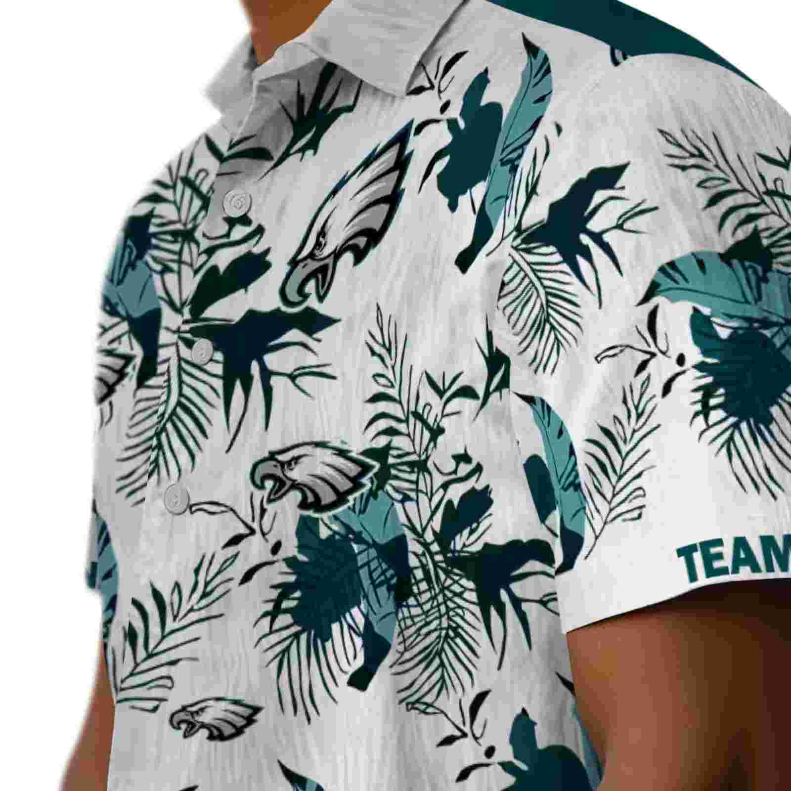 personalized philadelphia eagles botanical theme green white hawaiian shirt trendy