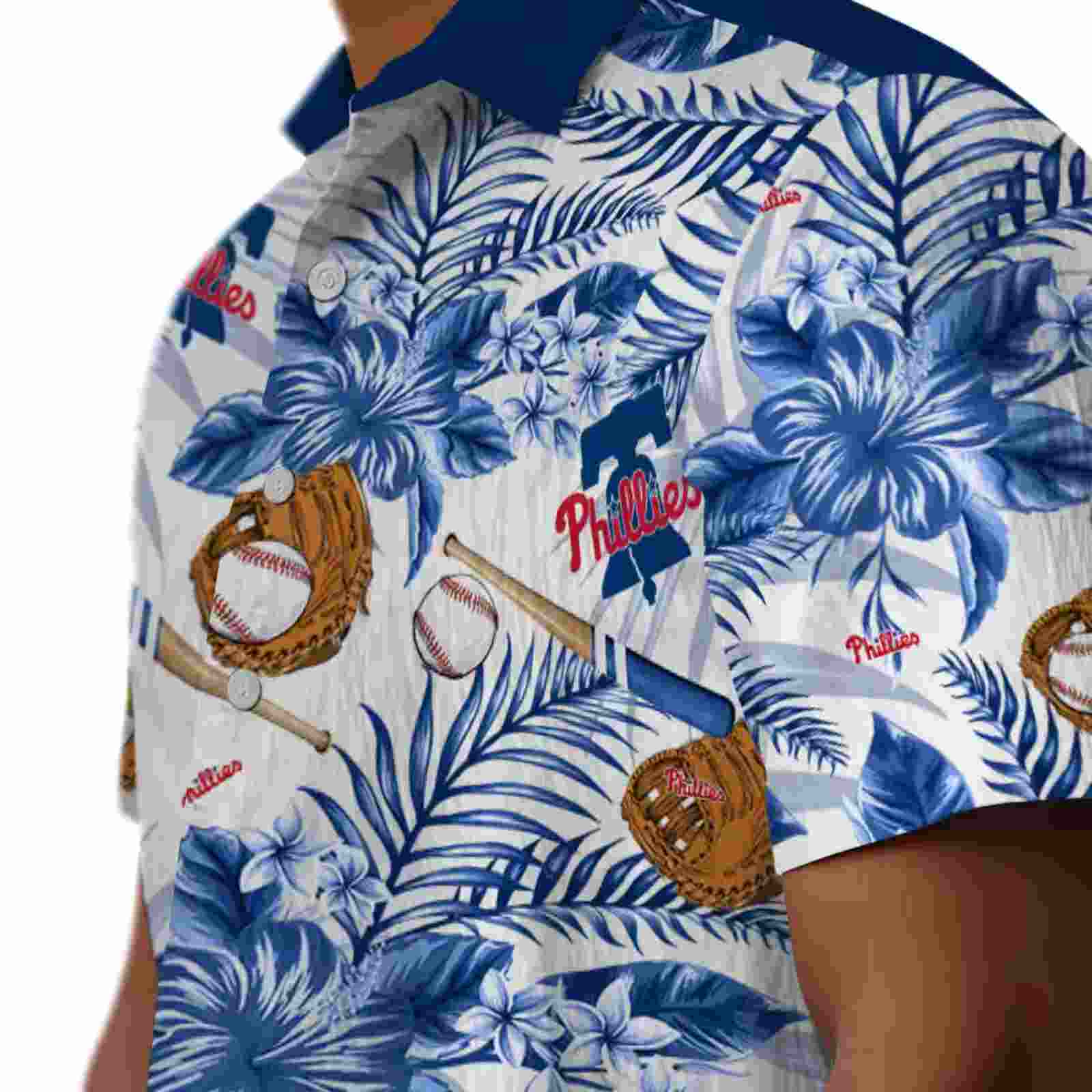 personalized philadelphia phillies floral baseball blue white hawaiian shirt trendy