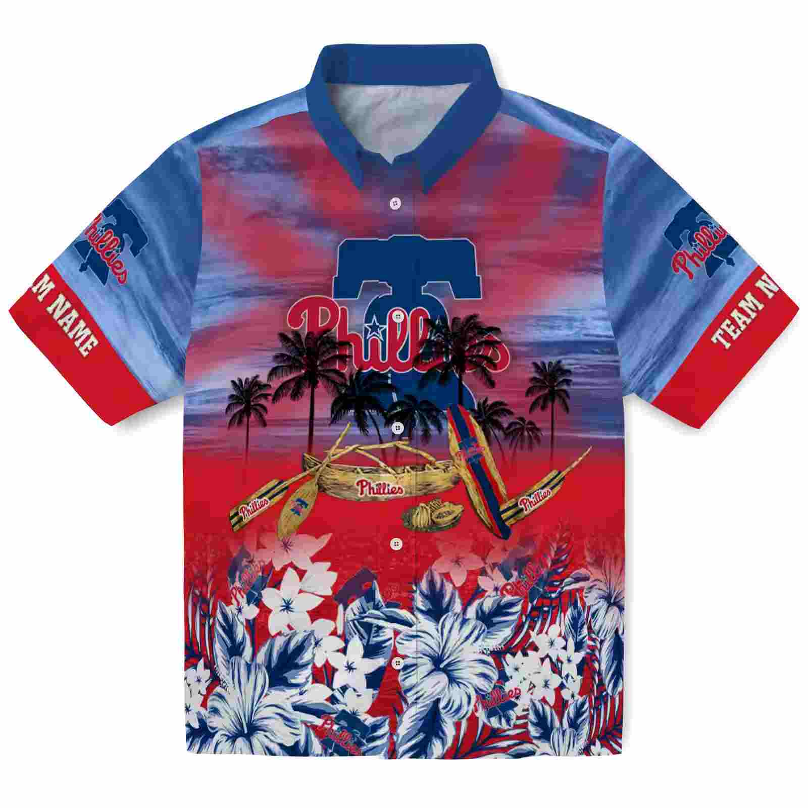 Personalized Philadelphia Phillies Tropical Canoe Blue Hawaiian Shirt