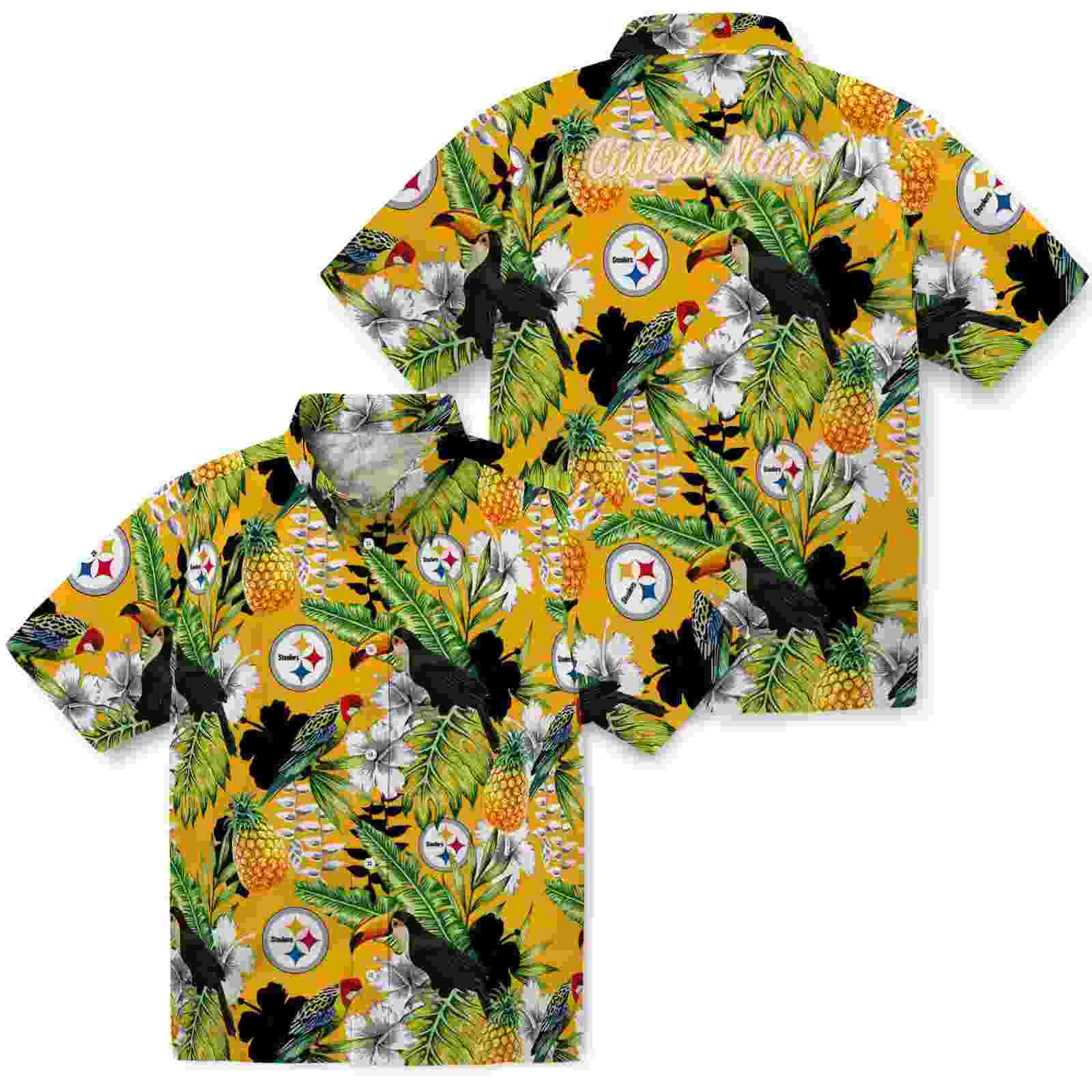 personalized pittsburgh steelers tropical toucan gold green hawaiian shirt high quality