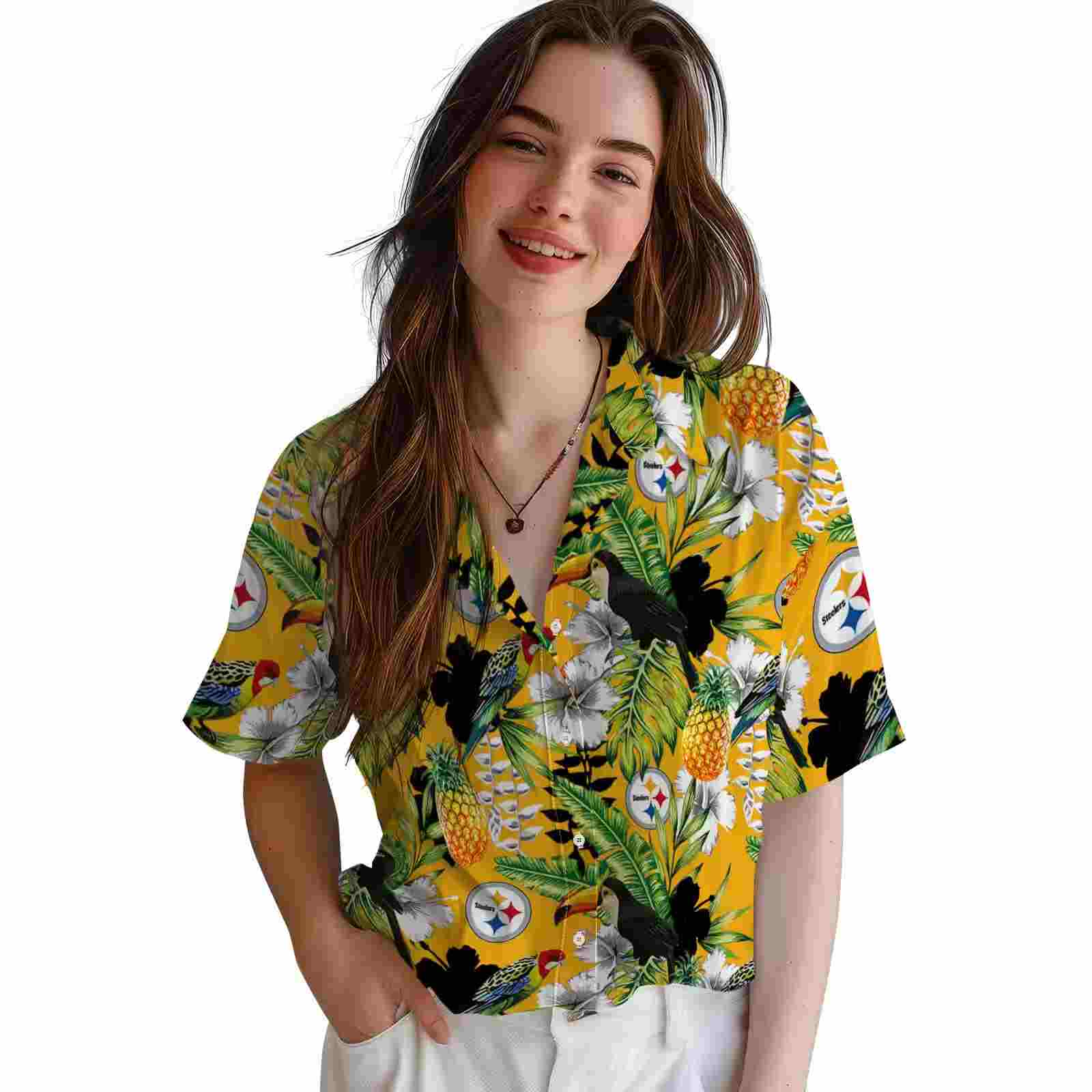 personalized pittsburgh steelers tropical toucan gold green hawaiian shirt latest model