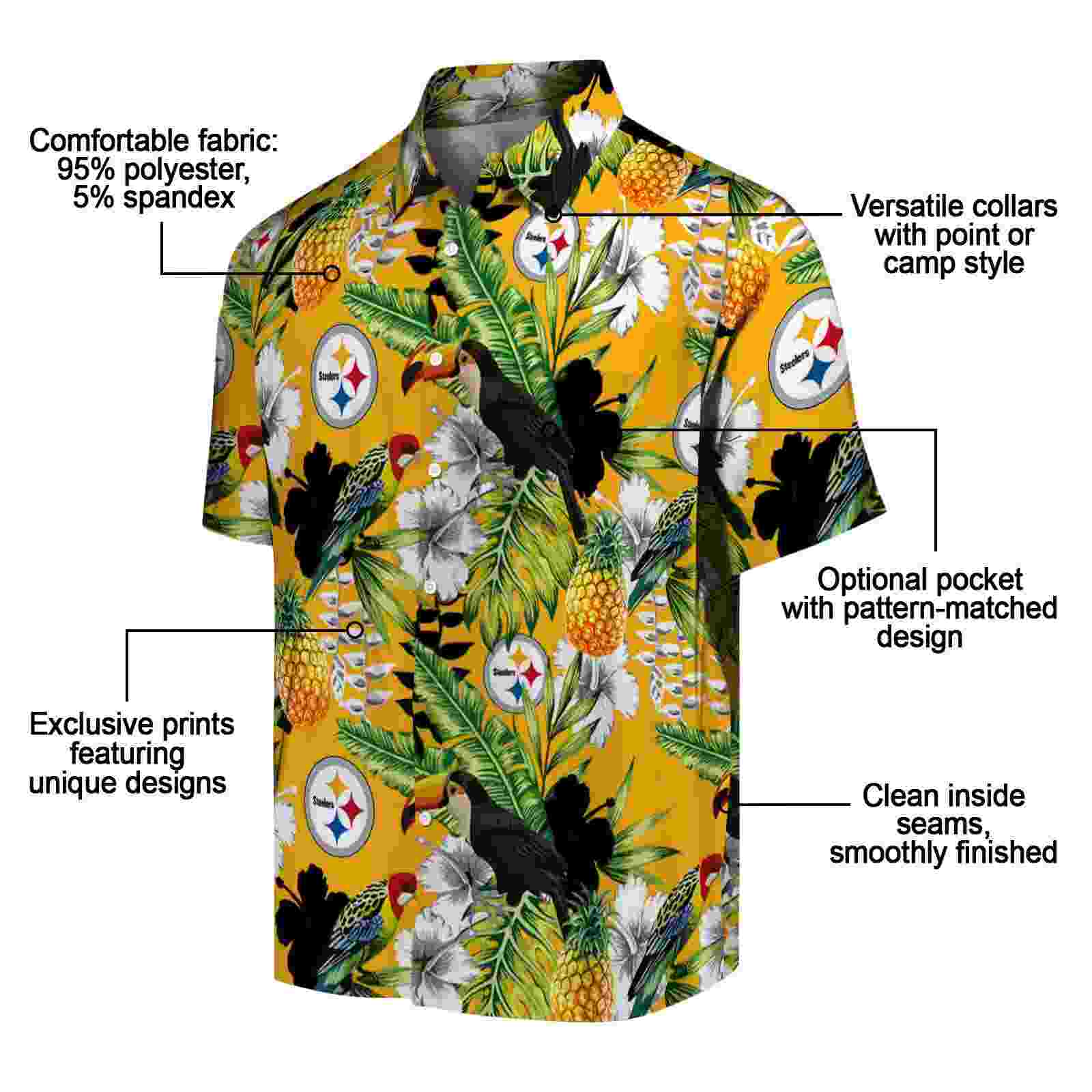 personalized pittsburgh steelers tropical toucan gold green hawaiian shirt new arrival